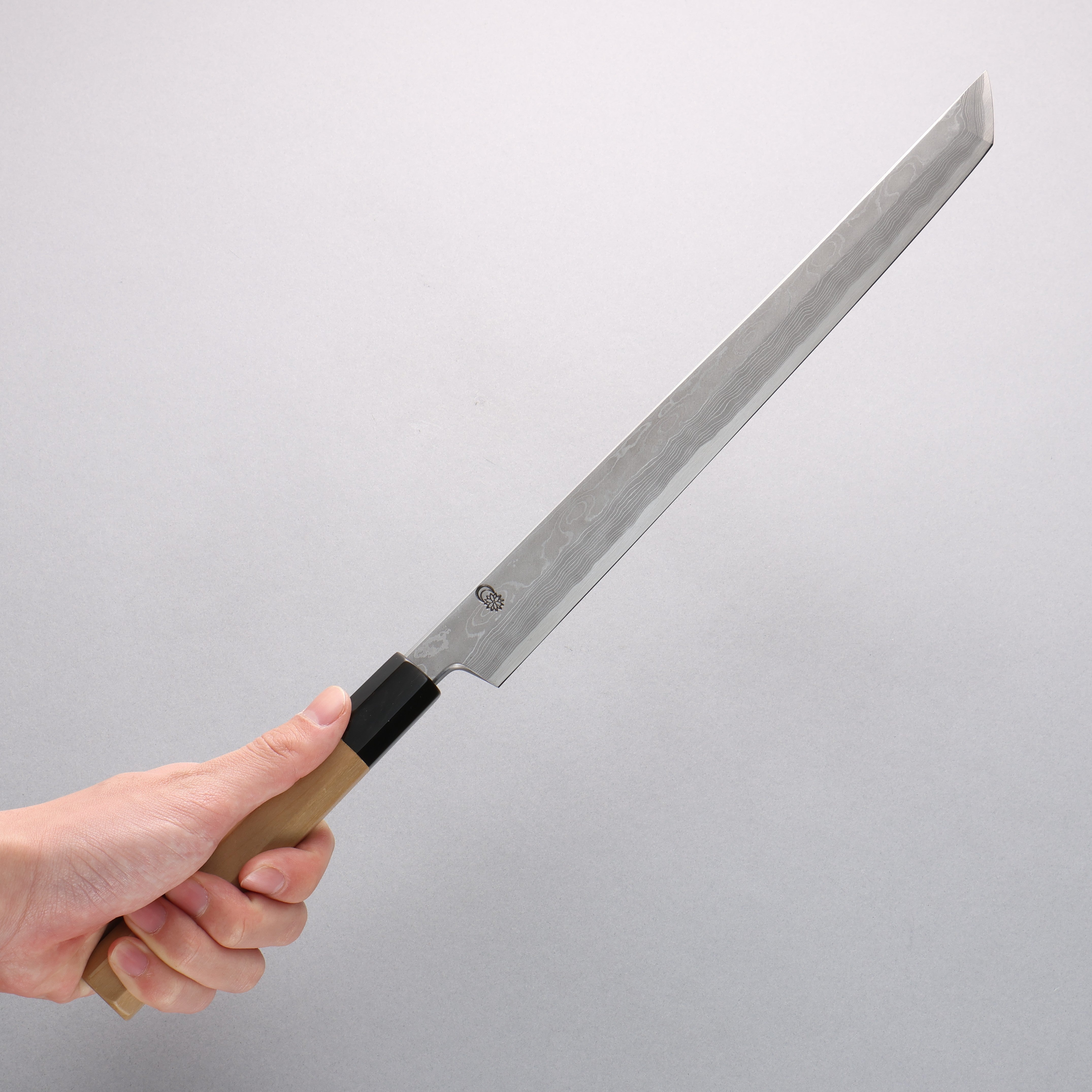 Kikuzuki Blue Steel No.1 Damascus Sakimaru Takohiki 300mm Magnolia Handle - Japanny - Best Japanese Knife