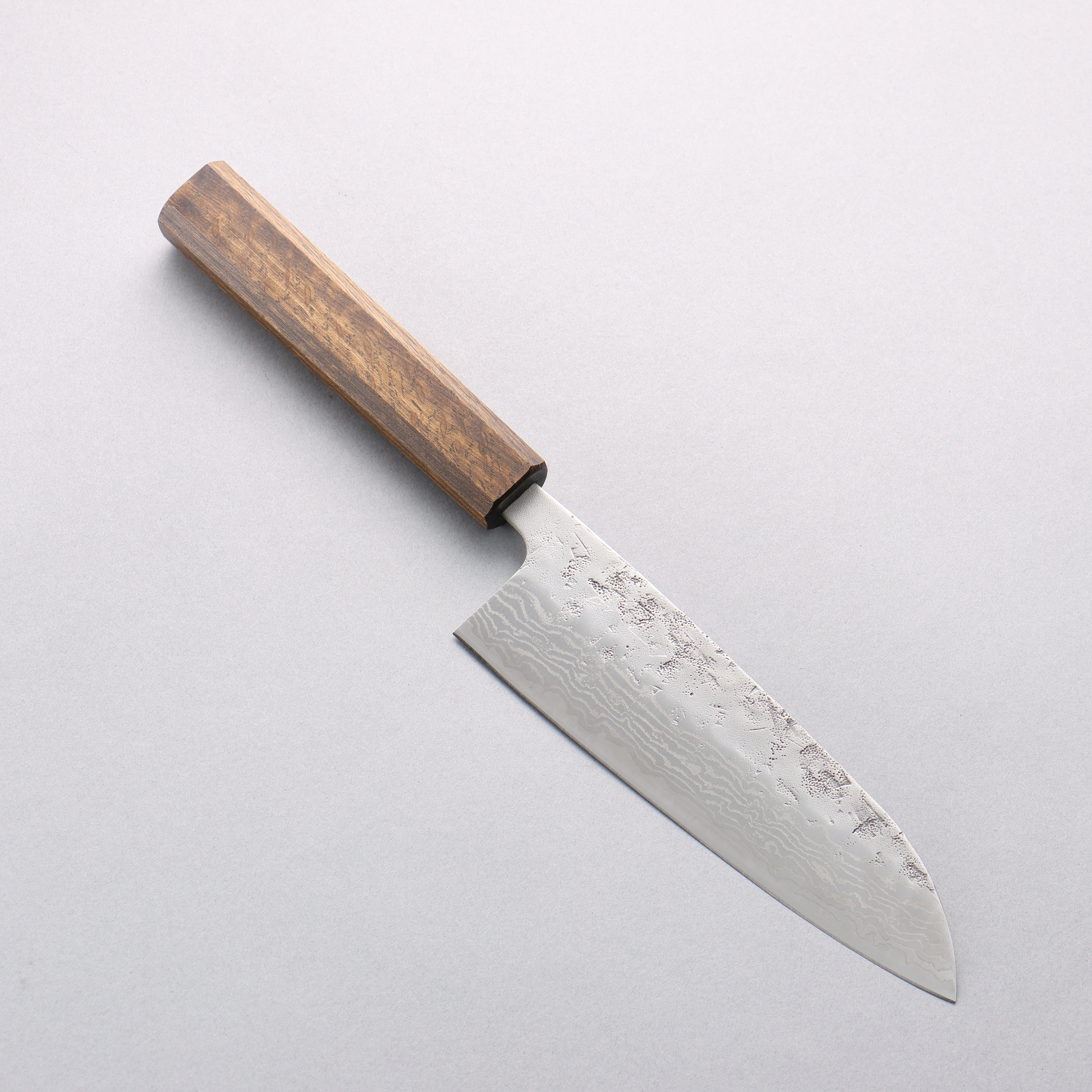 Oul Swedish Steel-stn Washiji Damascus Santoku 165mm Oak Handle - Japanny - Best Japanese Knife
