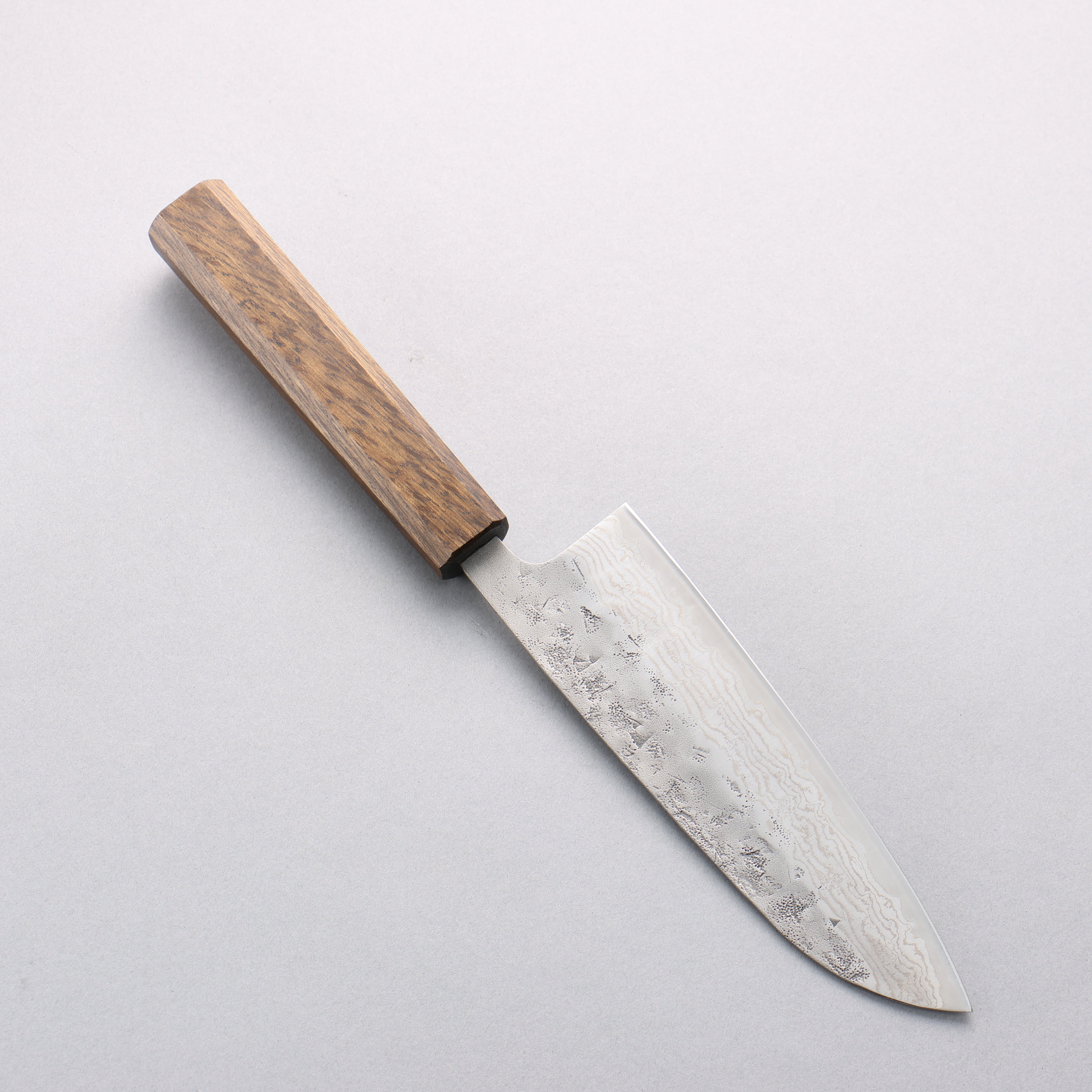 Oul Swedish Steel-stn Washiji Damascus Santoku 165mm Oak Handle - Japanny - Best Japanese Knife