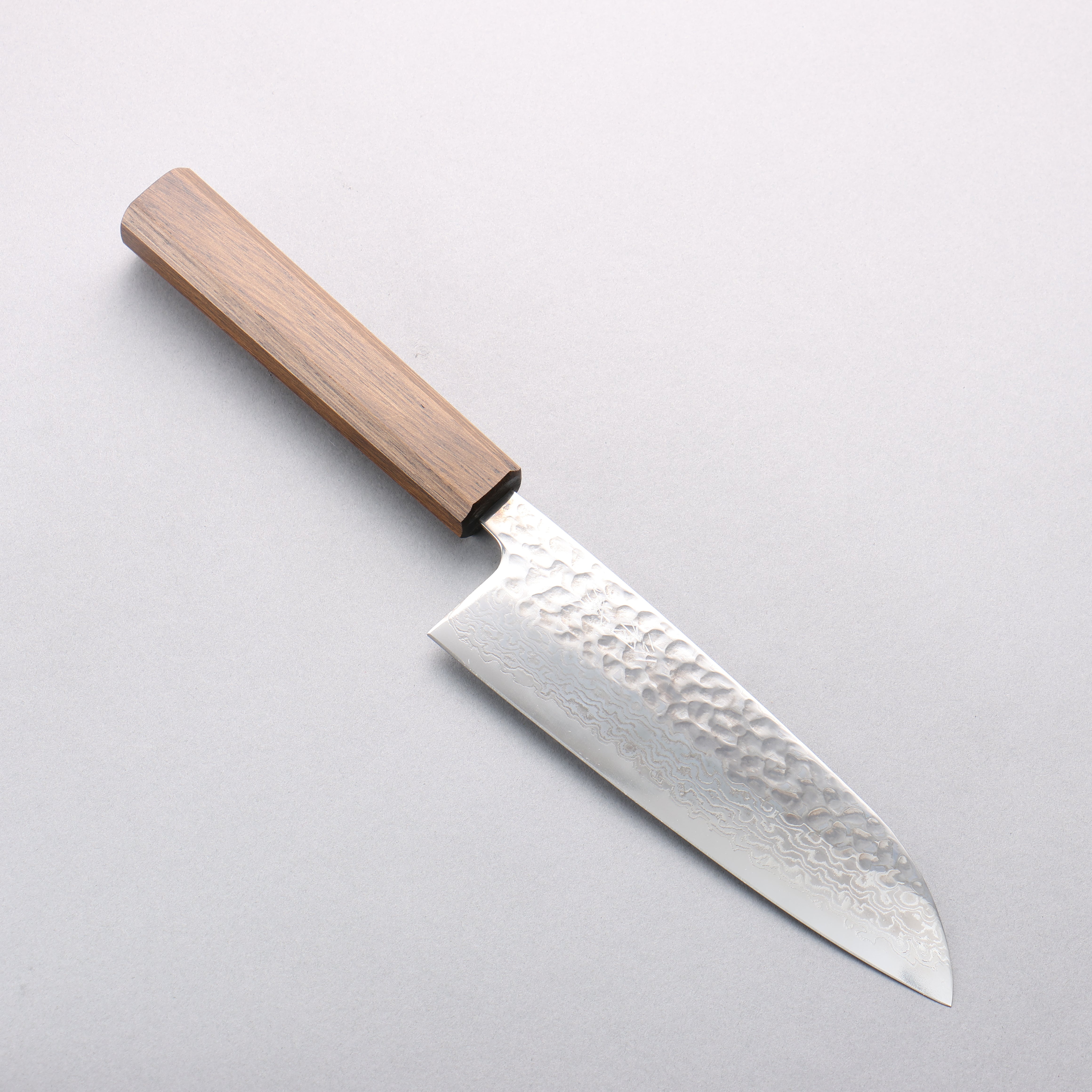 Oul Silver Steel No.3 Hammered Damascus Migaki Finished Santoku 165mm Oak Handle - Japanny - Best Japanese Knife