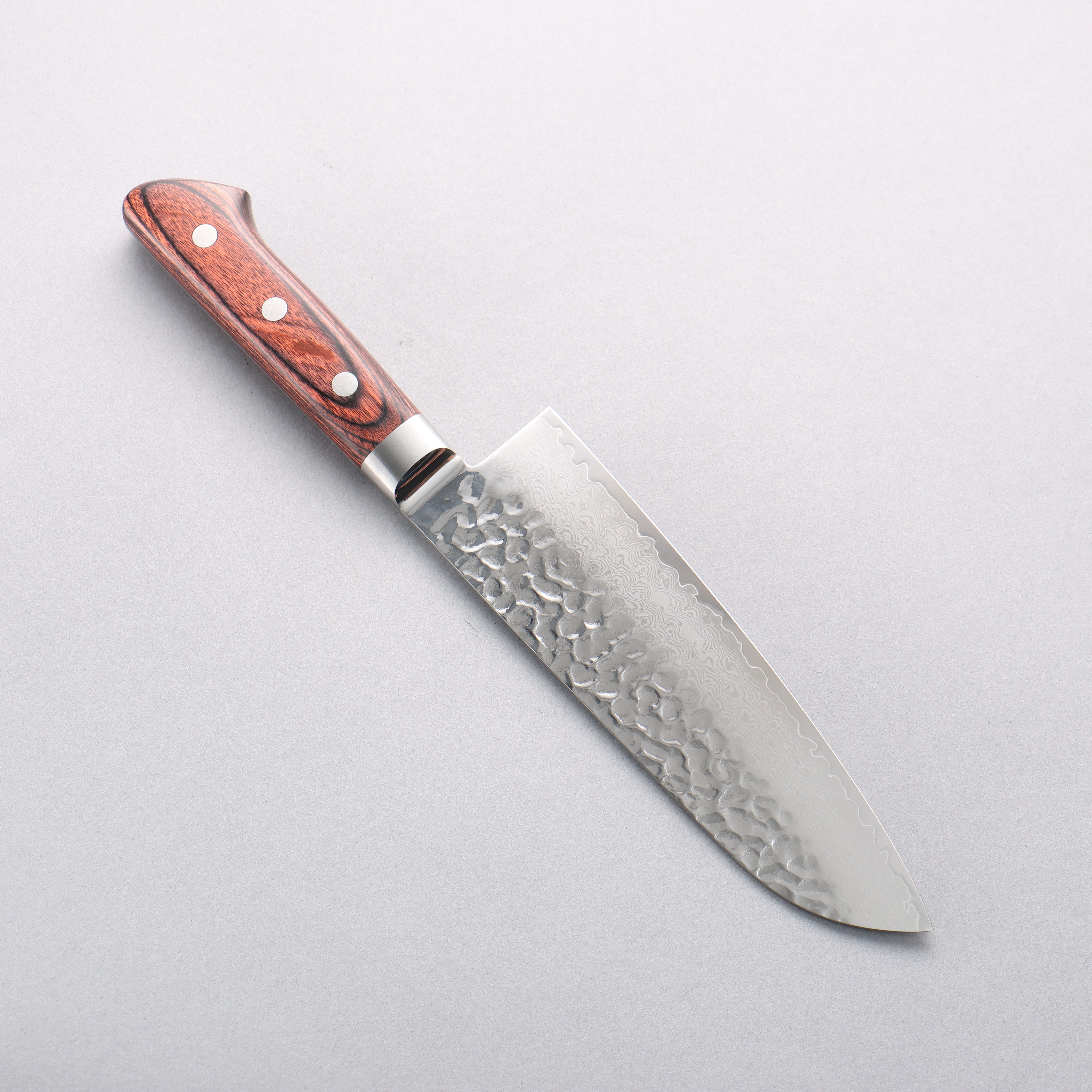 Seisuke VG10 33 Layer Damascus Santoku 170mm Brown Pakka wood Handle with Sheath - Japanny - Best Japanese Knife