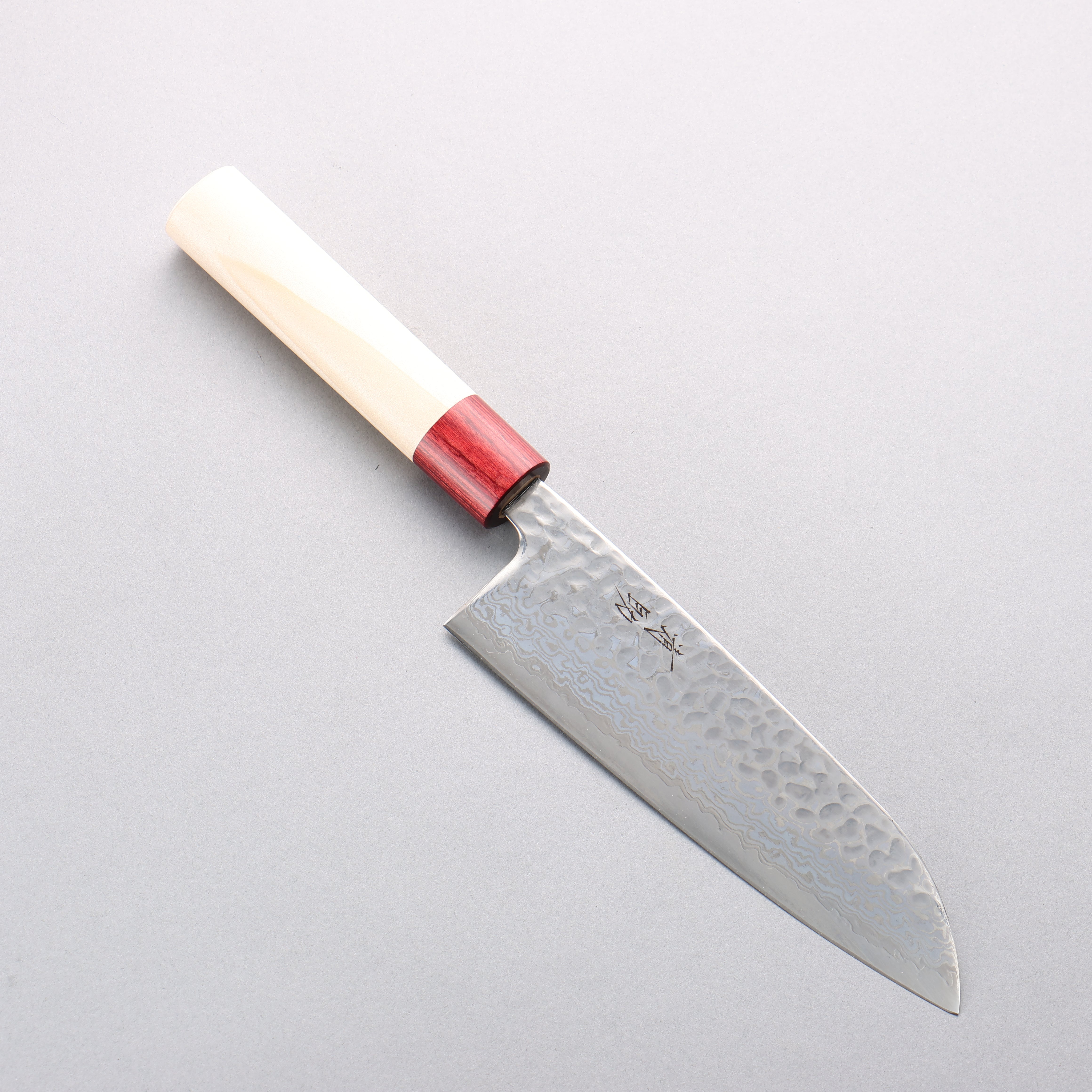 Seisuke Geppaku Silver Steel No.3 Hammered Damascus Santoku 170mm Magnolia Handle - Japanny - Best Japanese Knife