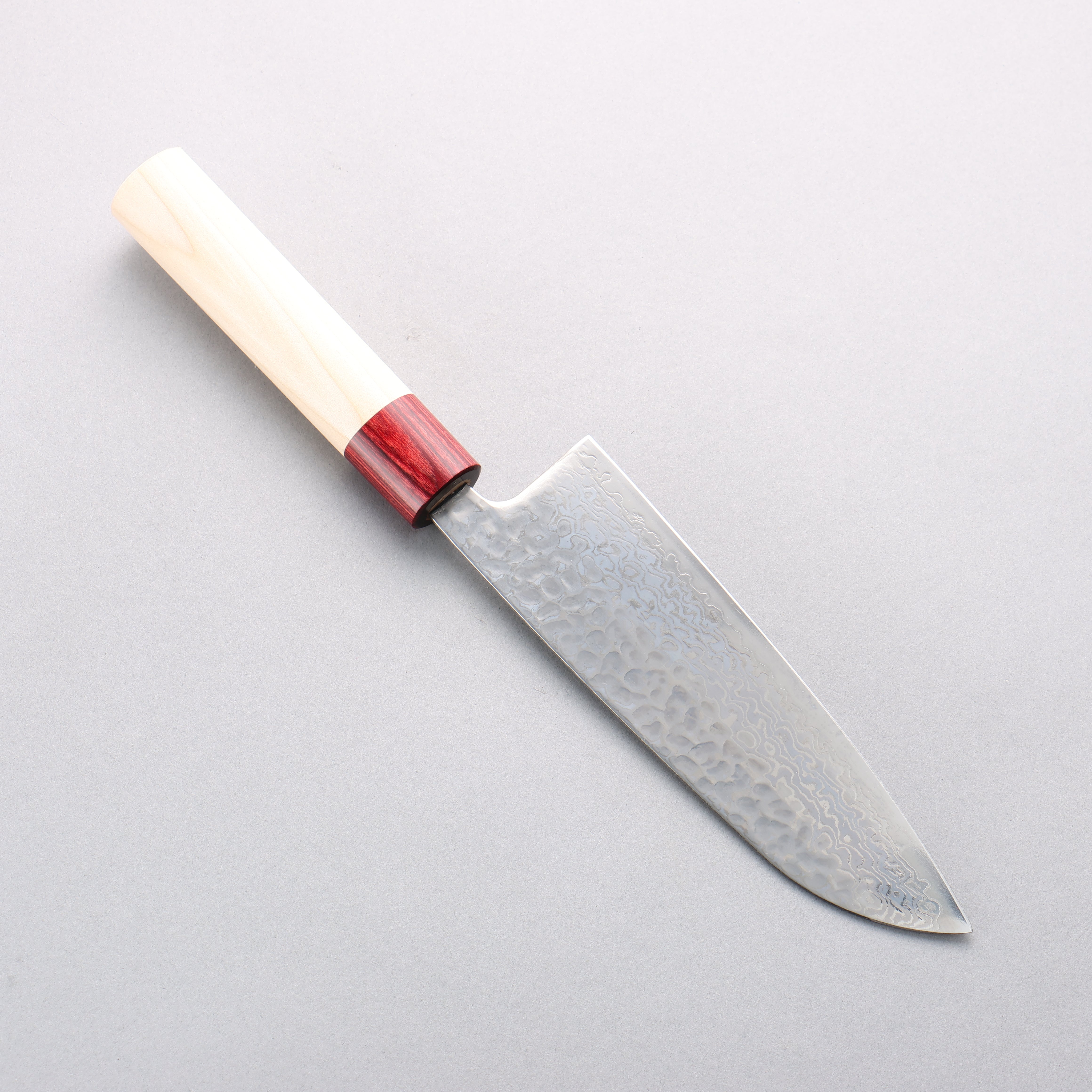 Seisuke Geppaku Silver Steel No.3 Hammered Damascus Santoku 170mm Magnolia Handle - Japanny - Best Japanese Knife