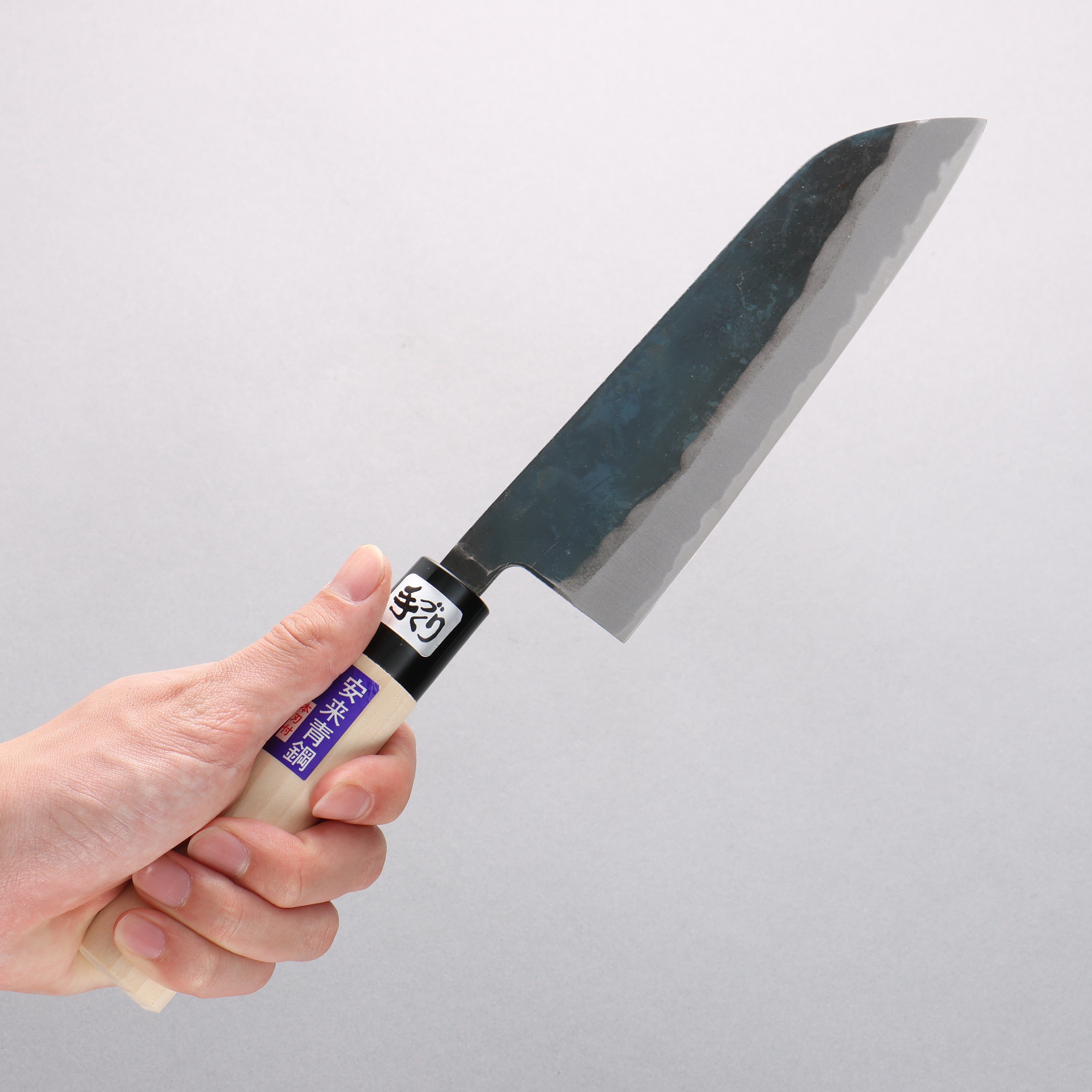 Kanetsune Blue Steel No.2 Kurouchi Santoku 165mm Magnolia Handle - Japanny - Best Japanese Knife