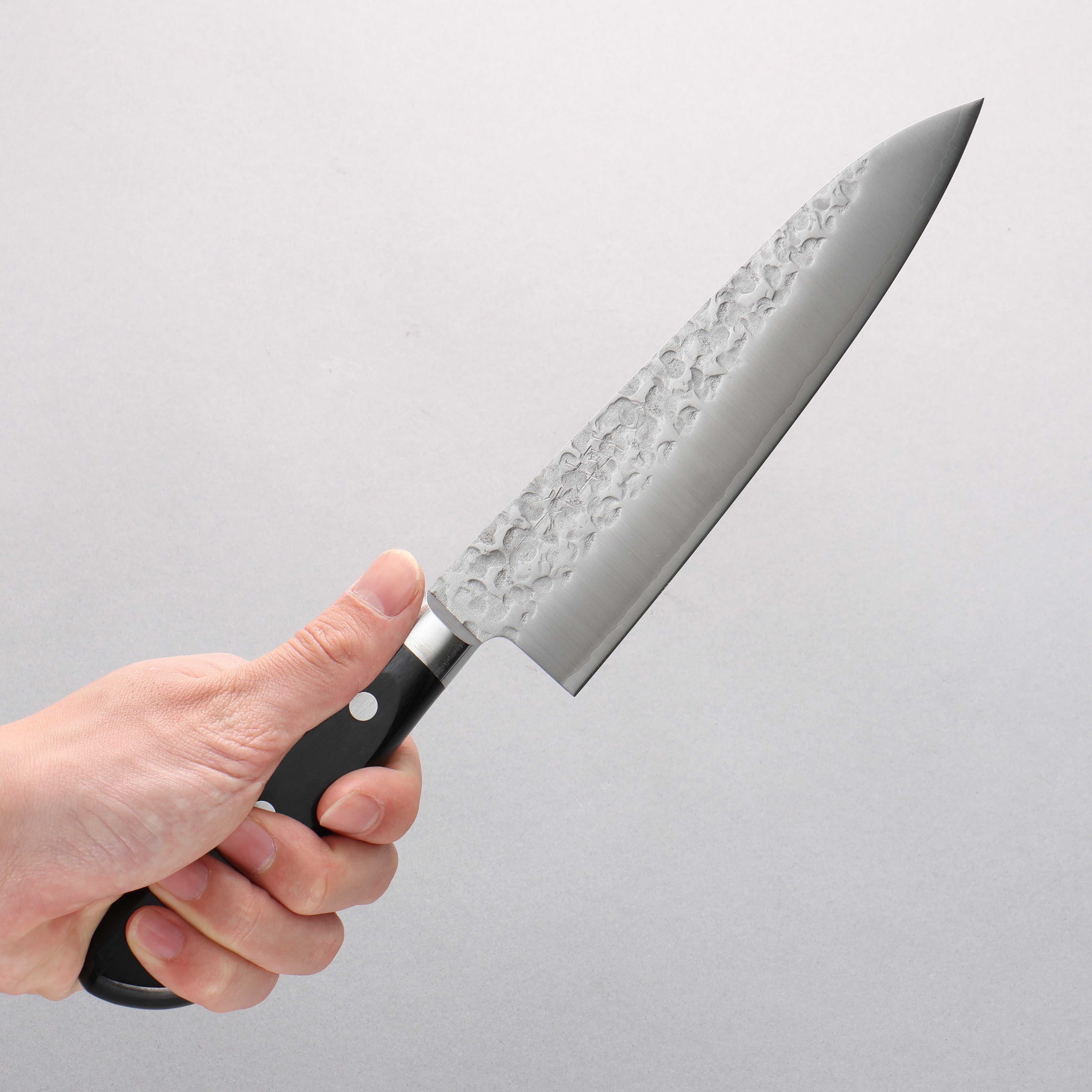 Takamura Knives VG10 Hammered Gyuto 180mm Black Pakka wood Handle - Japanny - Best Japanese Knife