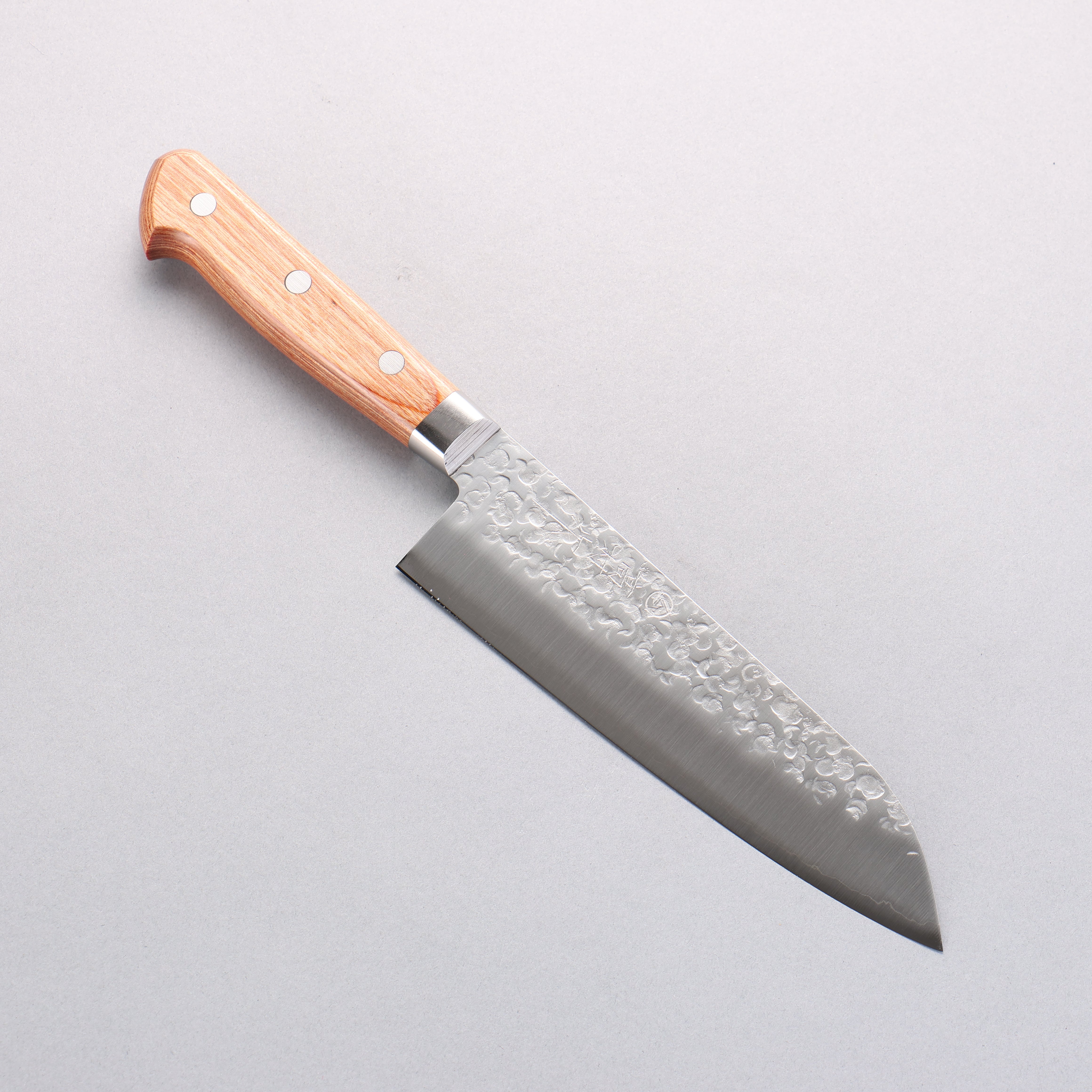 Takamura Knives Chromax Steel Hammered Santoku 170mm with Brown Pakka wood Handle - Japanny - Best Japanese Knife