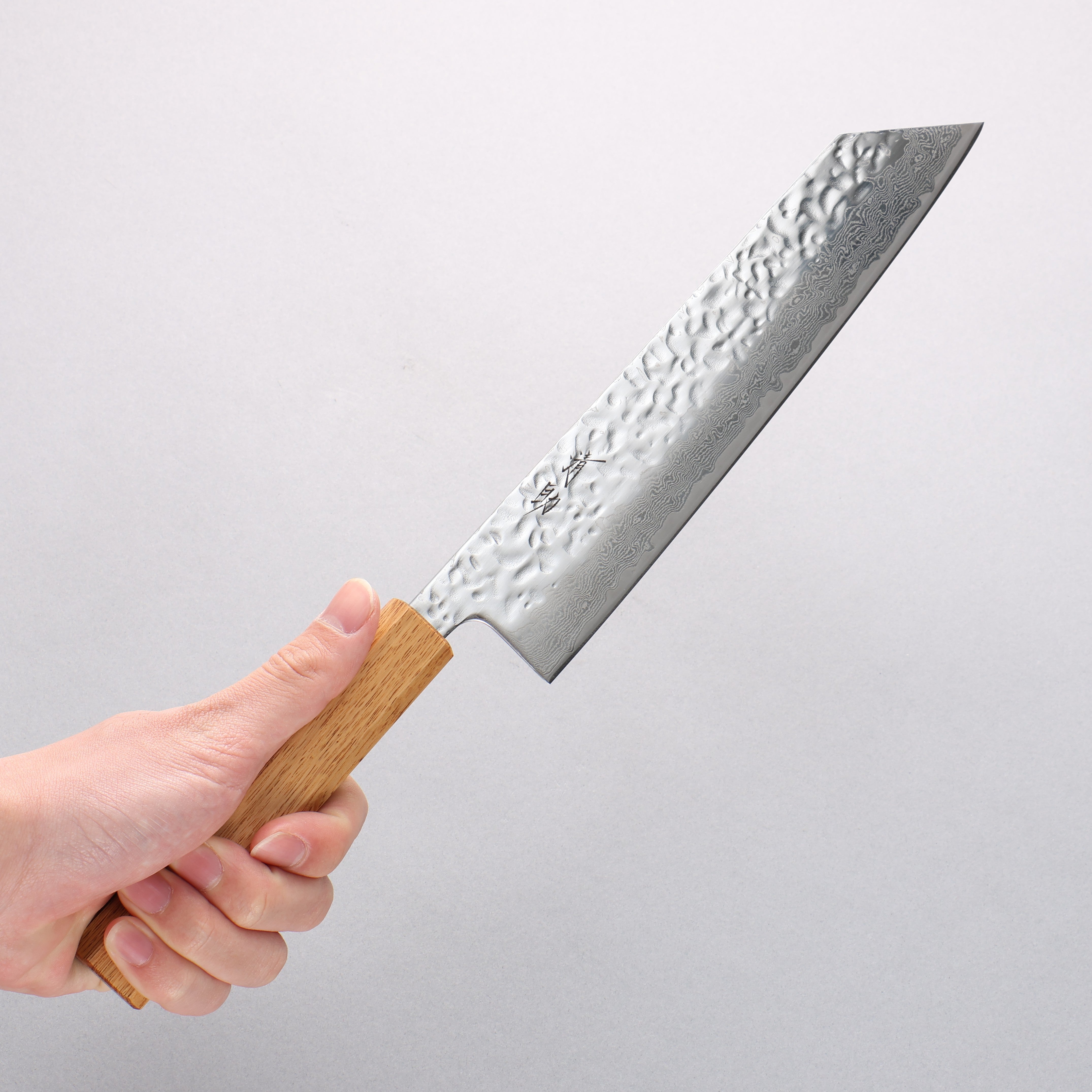 Seisuke Tsukikage AUS10 Migaki Finished Hammered Damascus Kiritsuke 210mm Oak Handle - Japanny - Best Japanese Knife