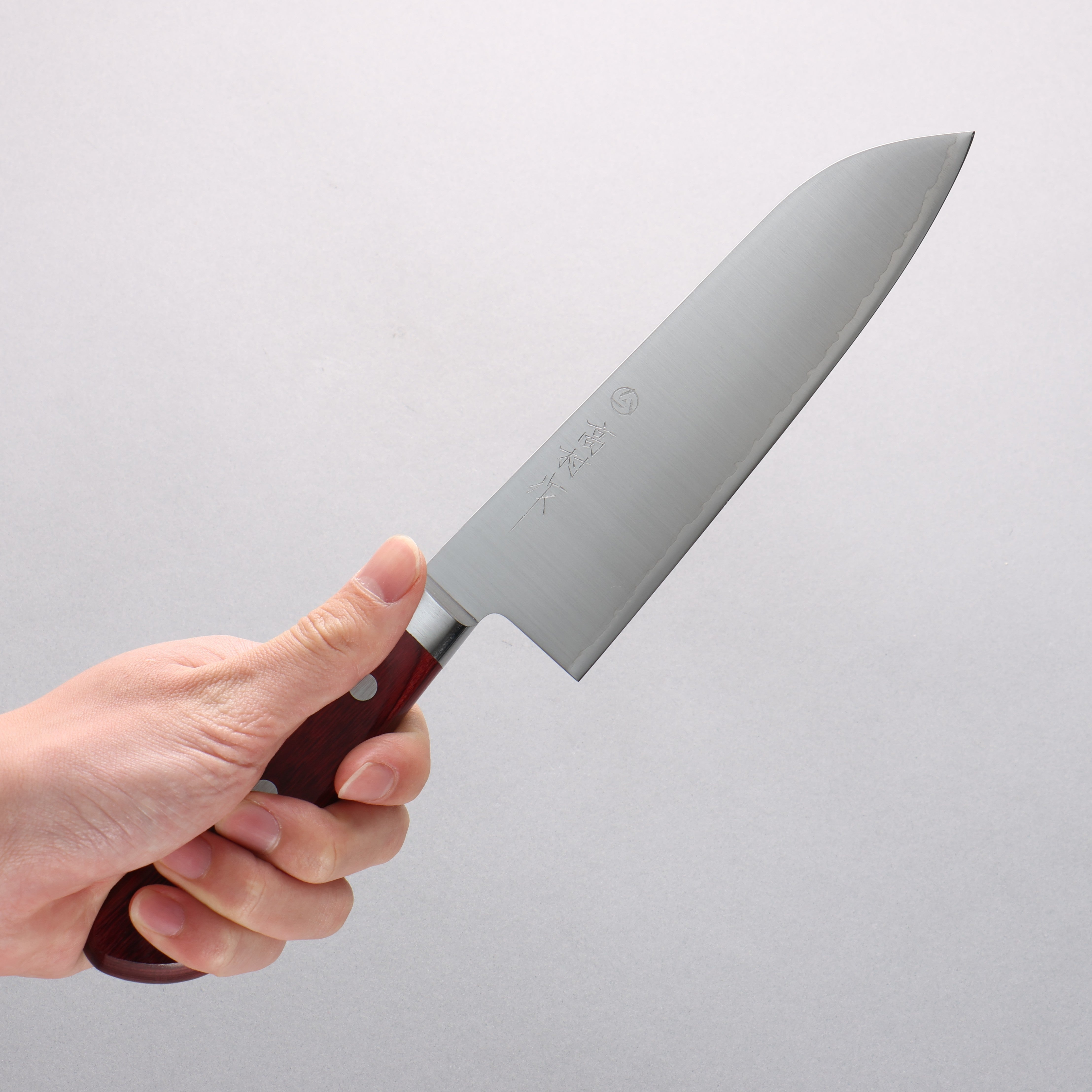 Takamura Knives SG2 Santoku 170mm with Red Pakka wood Handle - Japanny - Best Japanese Knife