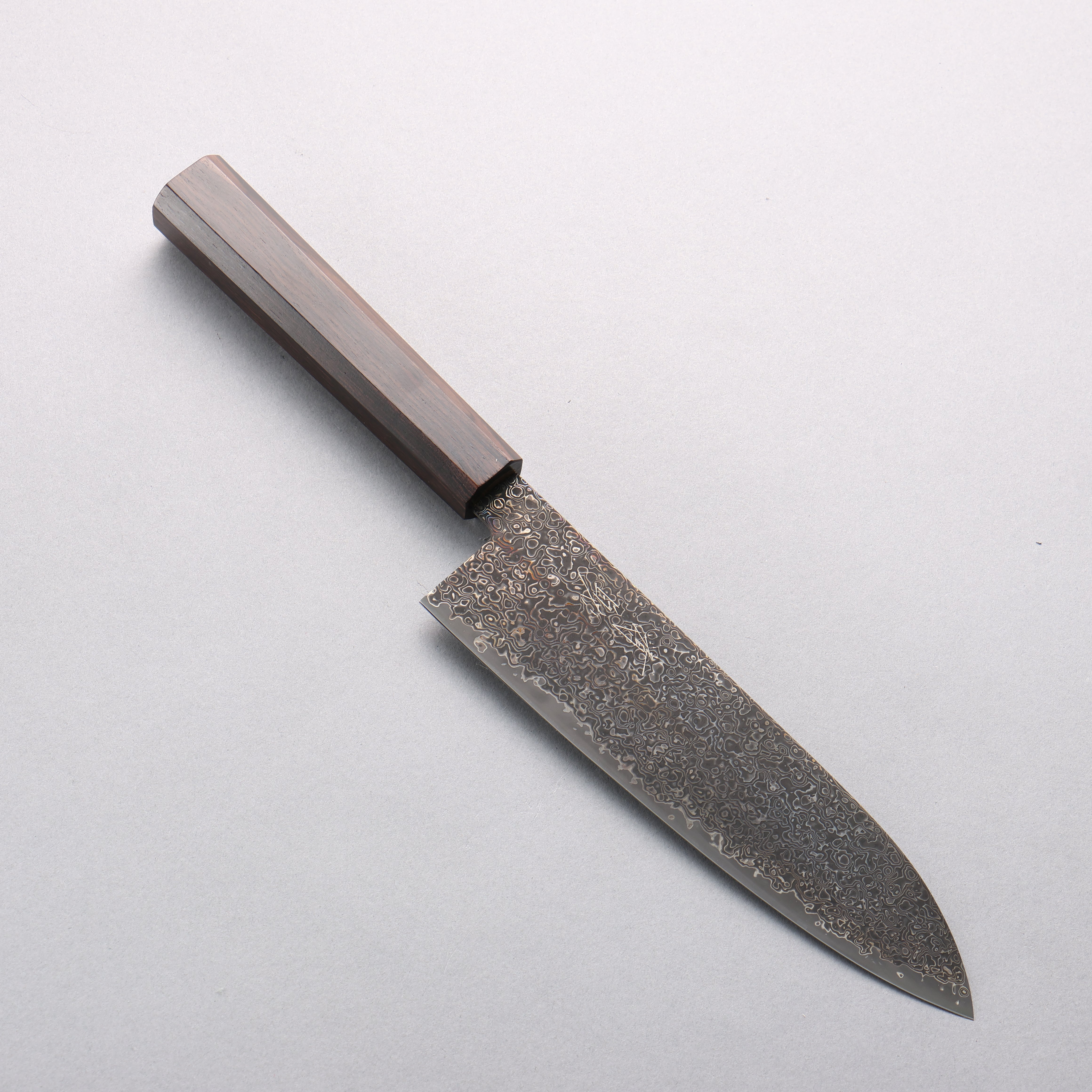 Seisuke SG2 Black Damascus Migaki Finished Santoku 180mm Ebony Wood Handle - Japanny - Best Japanese Knife