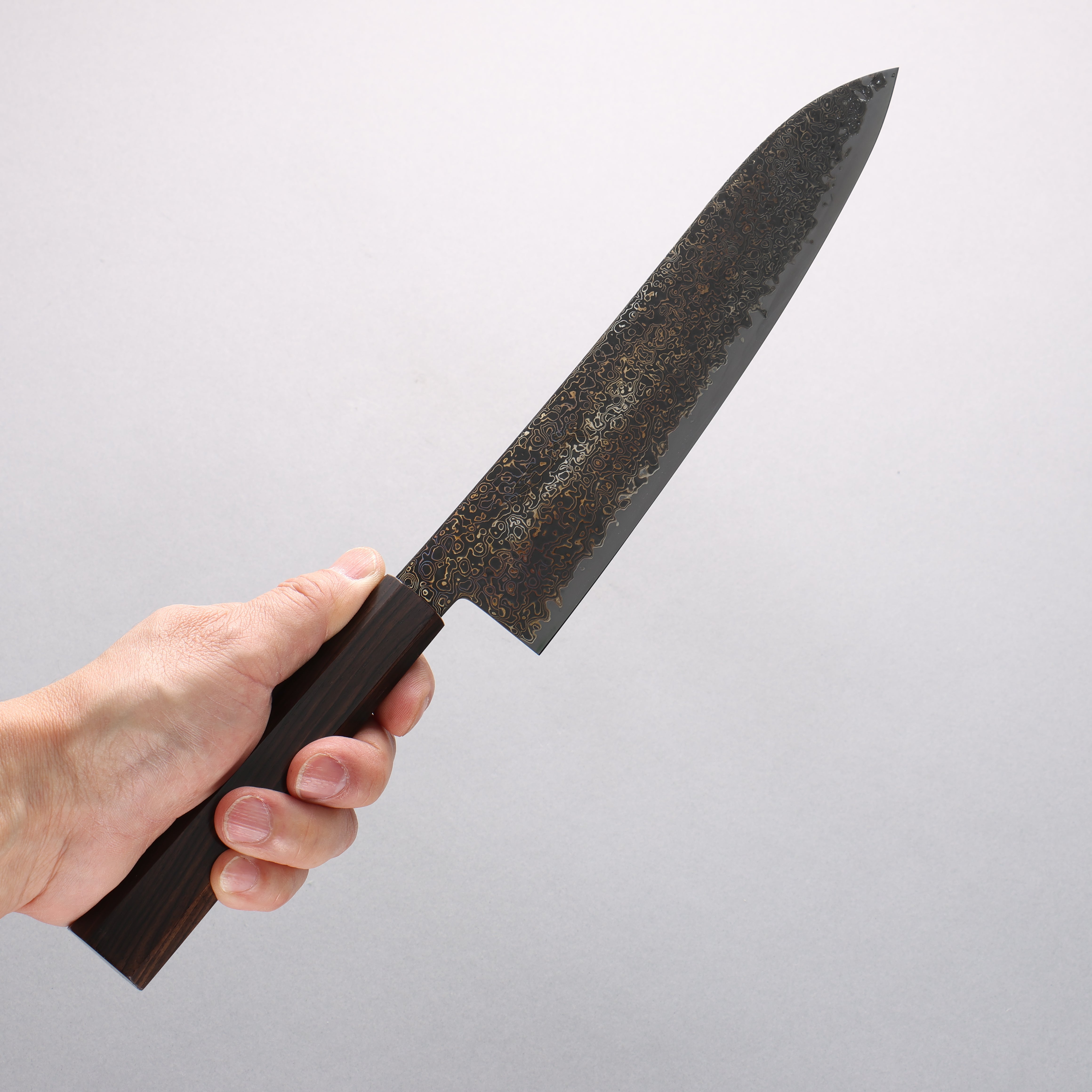 Seisuke SG2 Black Damascus Migaki Finished Gyuto 210mm Ebony Wood Handle - Japanny - Best Japanese Knife