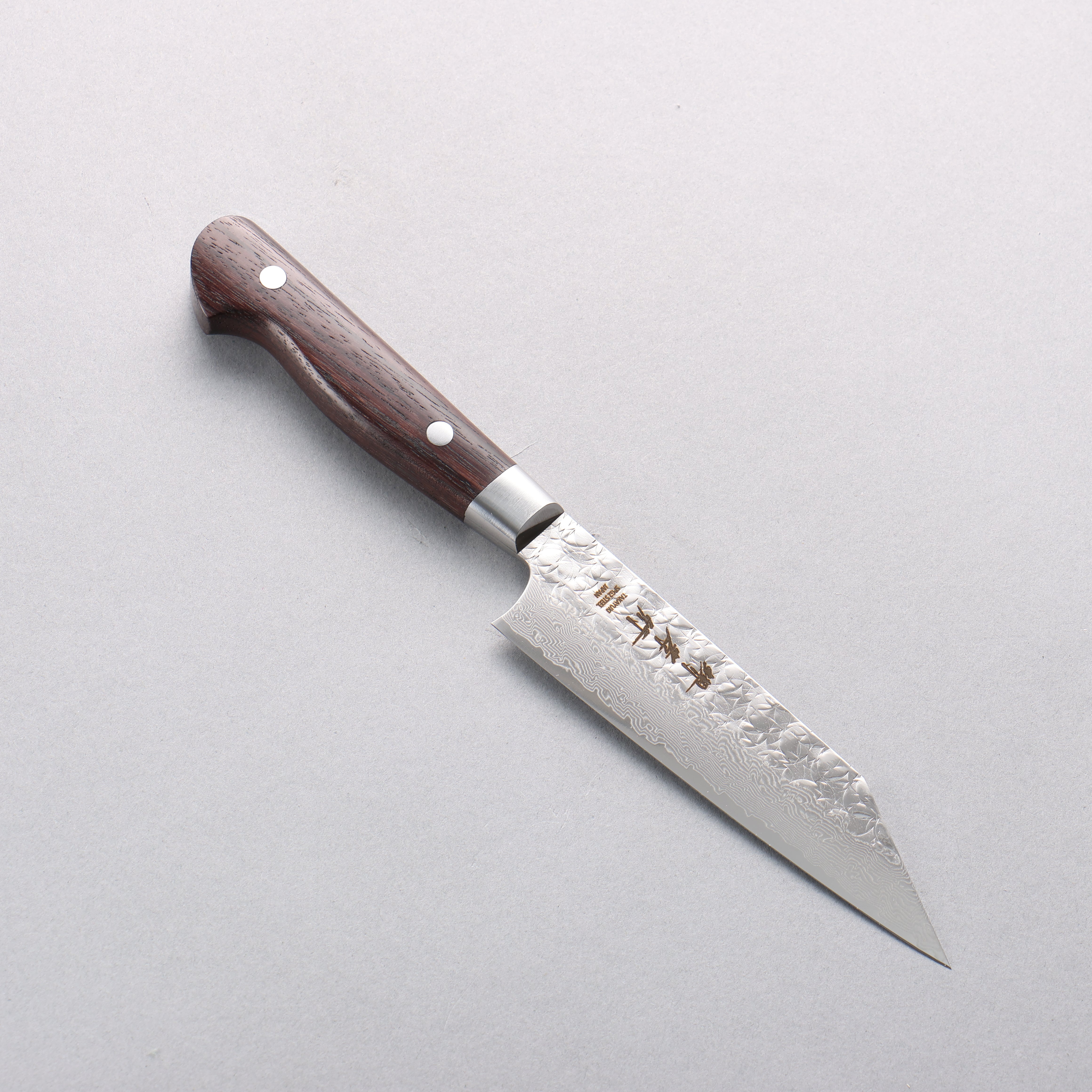 Sakai Takayuki SG2 Hammered Damascus Migaki Finished Kengata Petty-Utility 120mm Rosewood Handle - Japanny - Best Japanese Knife
