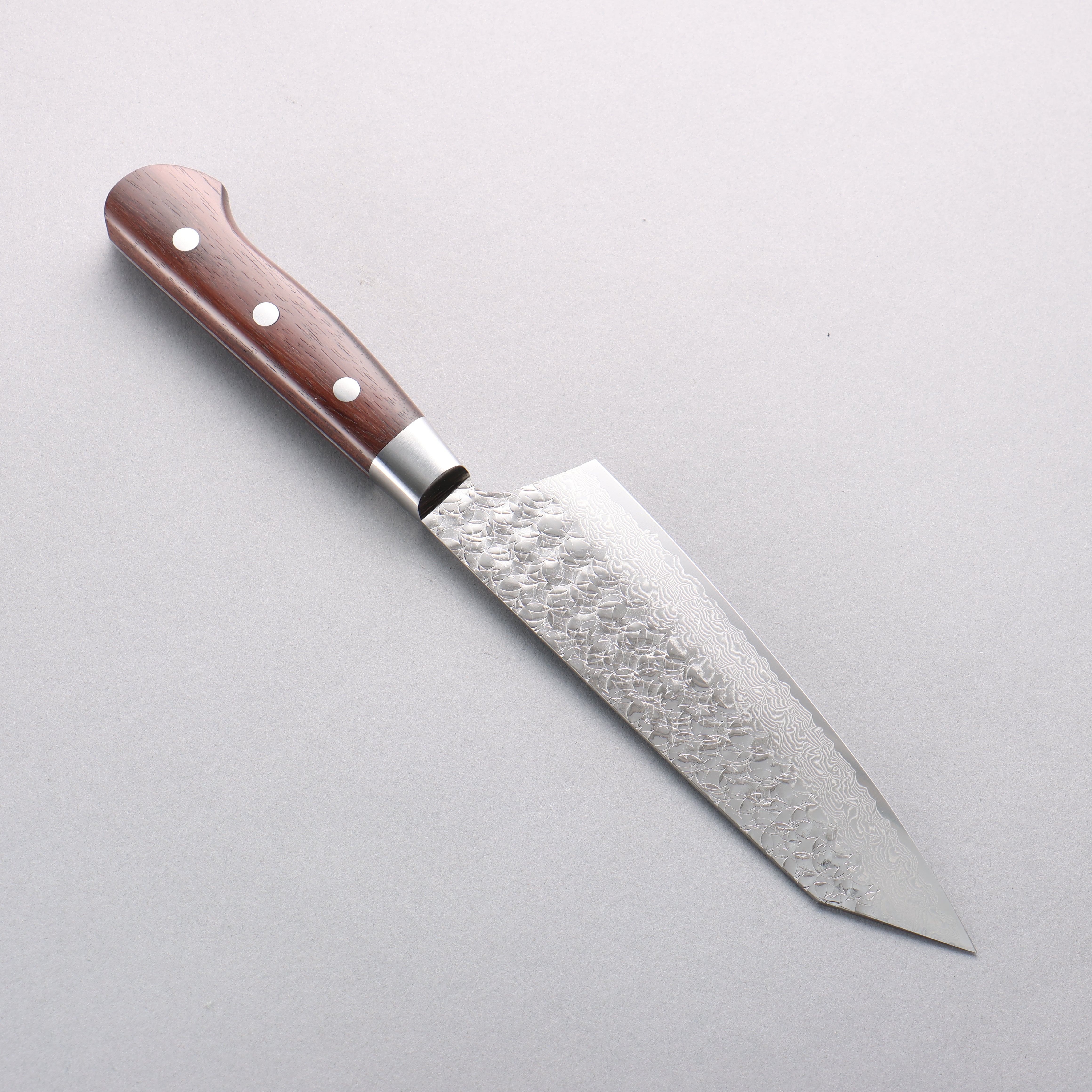 Sakai Takayuki SG2 Hammered Damascus Migaki Finished Kengata Santoku 160mm Rosewood Handle - Japanny - Best Japanese Knife