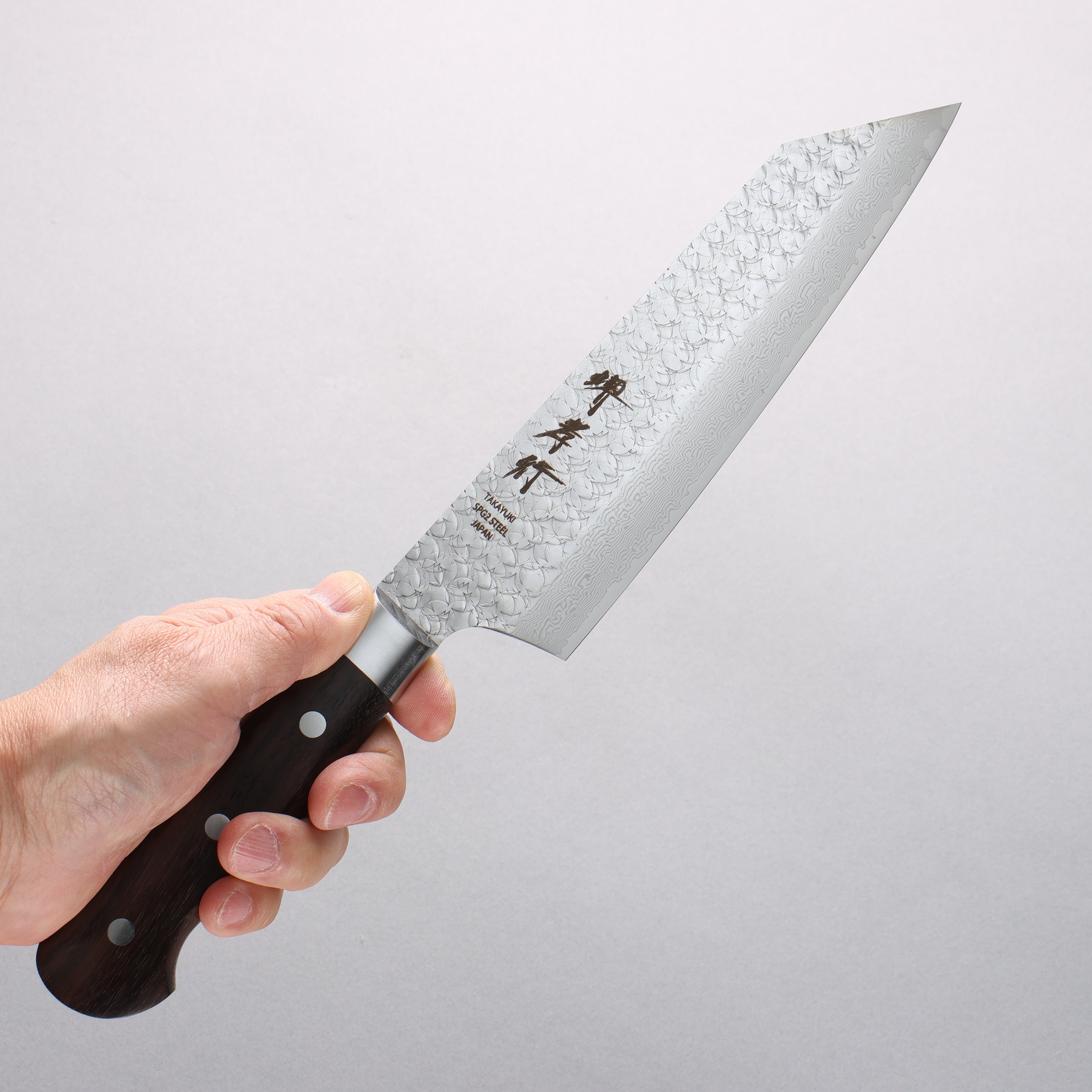 Sakai Takayuki SG2 Hammered Damascus Migaki Finished Kengata Gyuto 190mm Rosewood Handle - Japanny - Best Japanese Knife