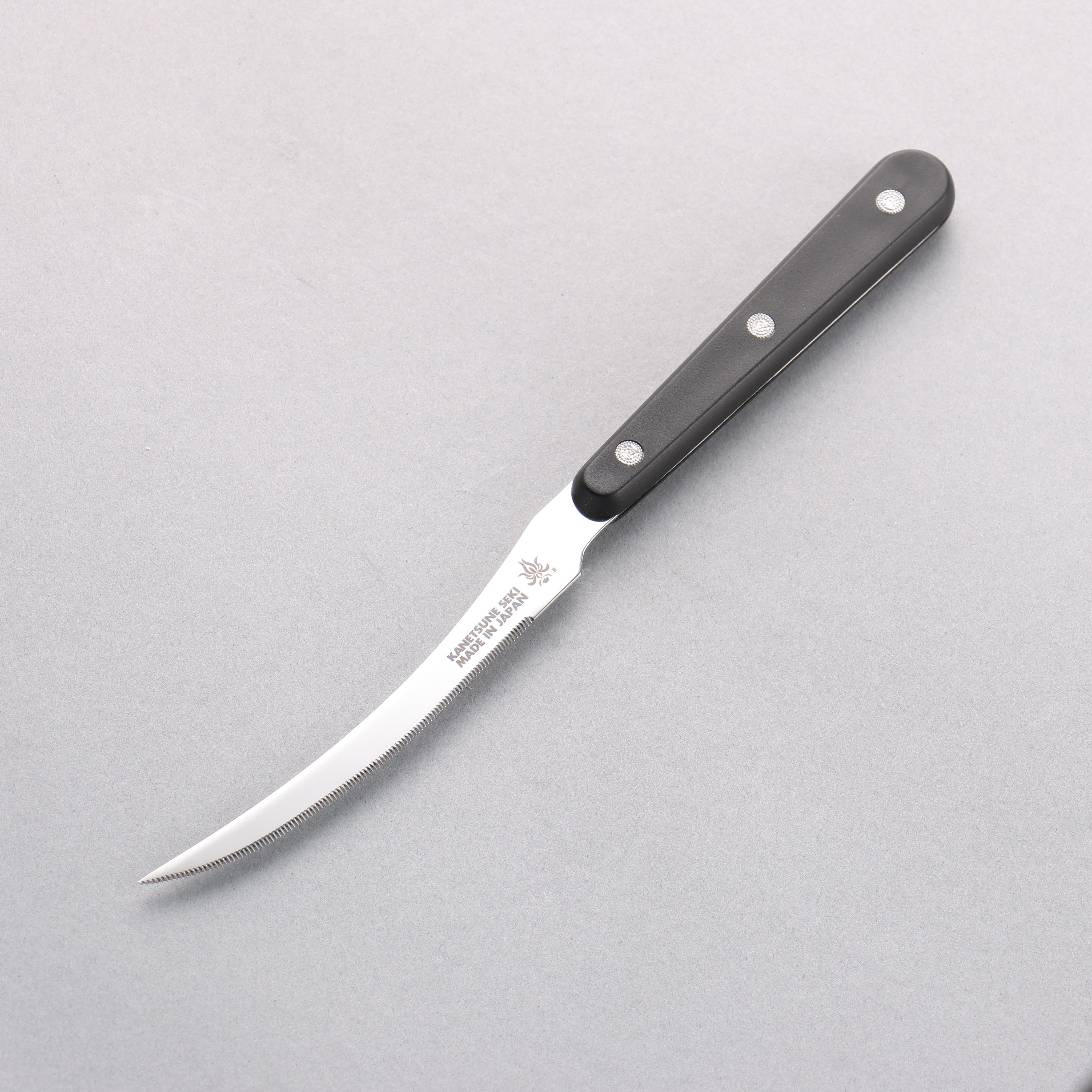 Kanetsune Stainless Steel Tomato Slicer 110mm Black Plastic Handle - Japanny - Best Japanese Knife