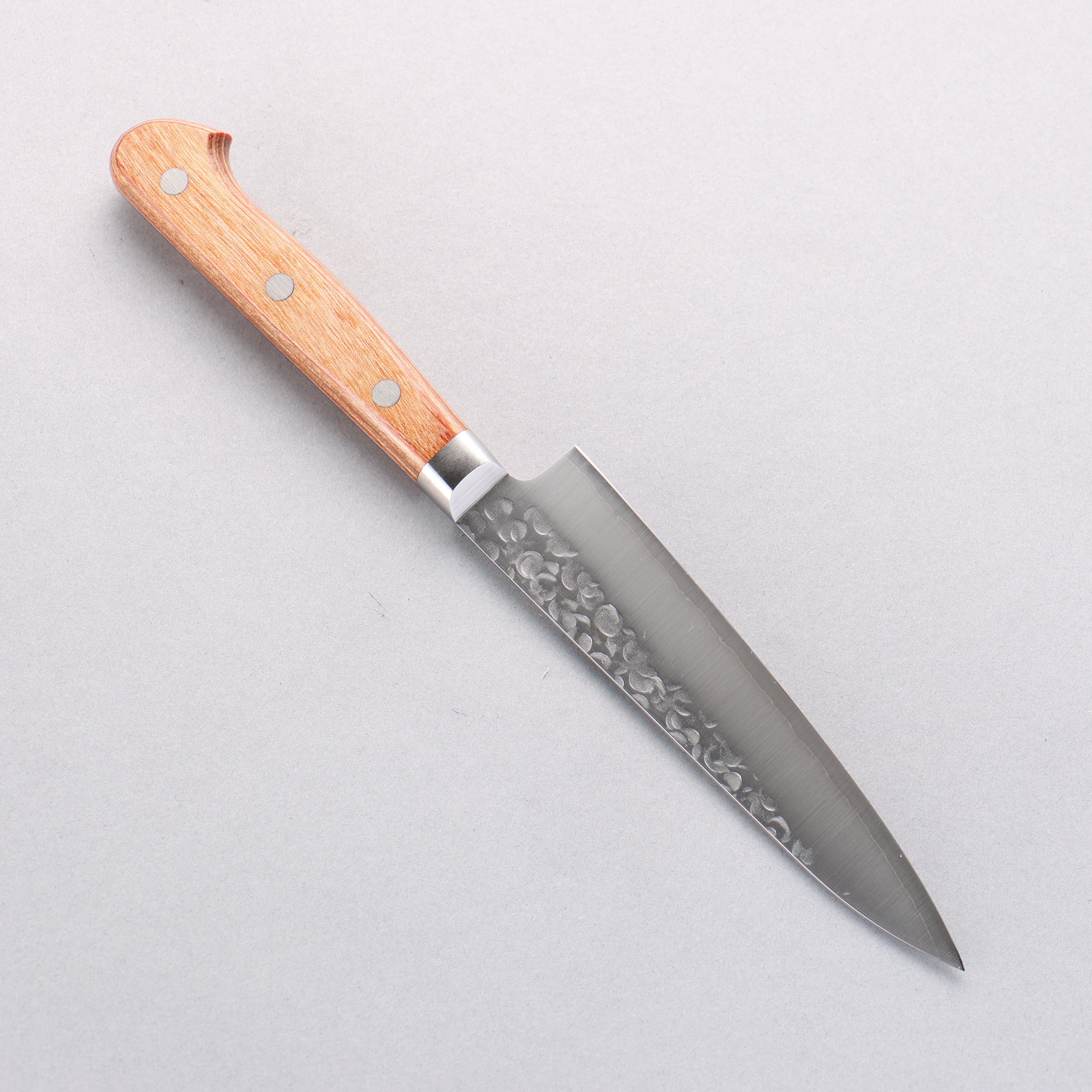 Takamura Knives Chromax Steel Hammered Petty-Utility 130mm Brown Pakka wood Handle - Japanny - Best Japanese Knife