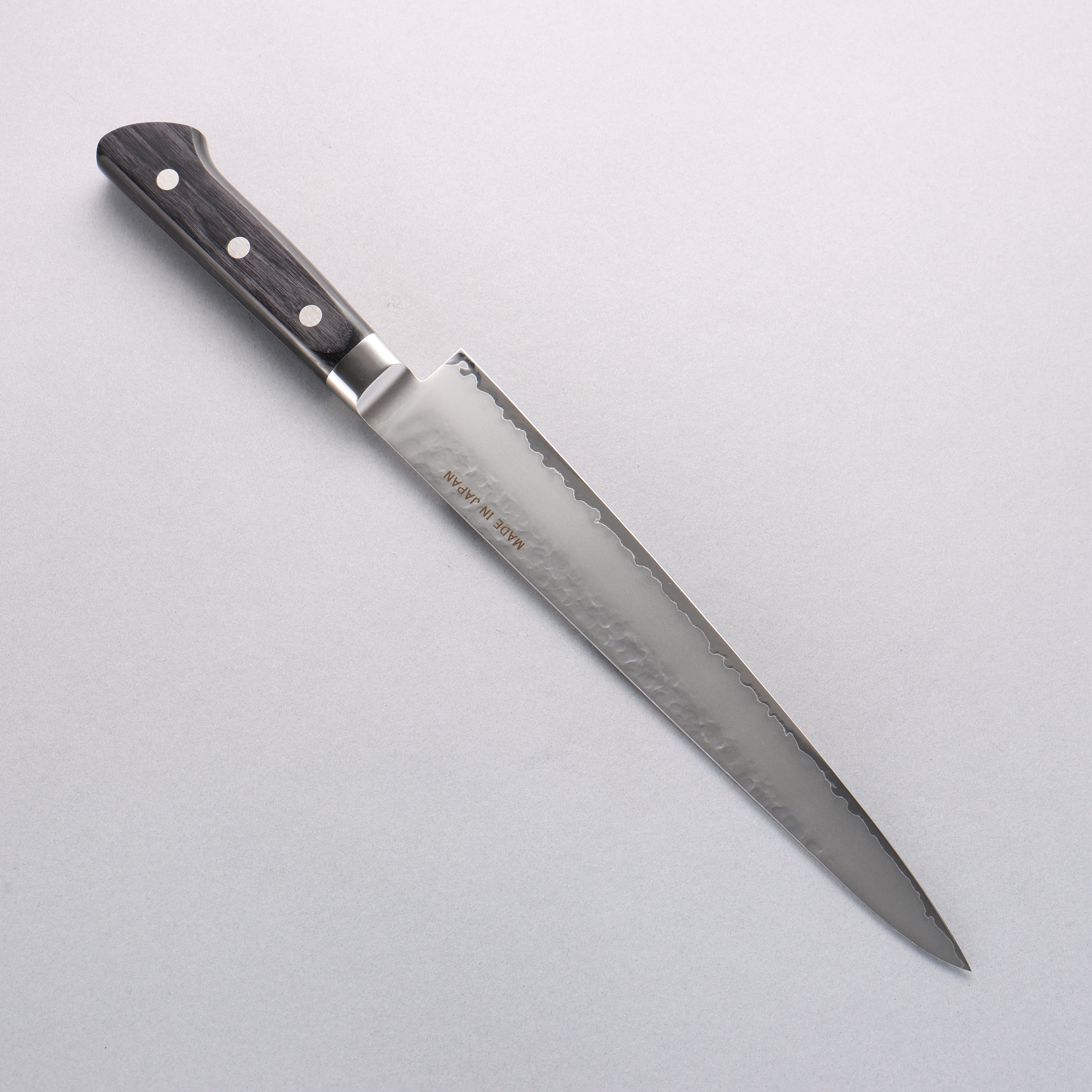 Seisuke VG5 Hammered Kasumitogi Sujihiki 240mm Black Pakka wood Handle - Japanny - Best Japanese Knife