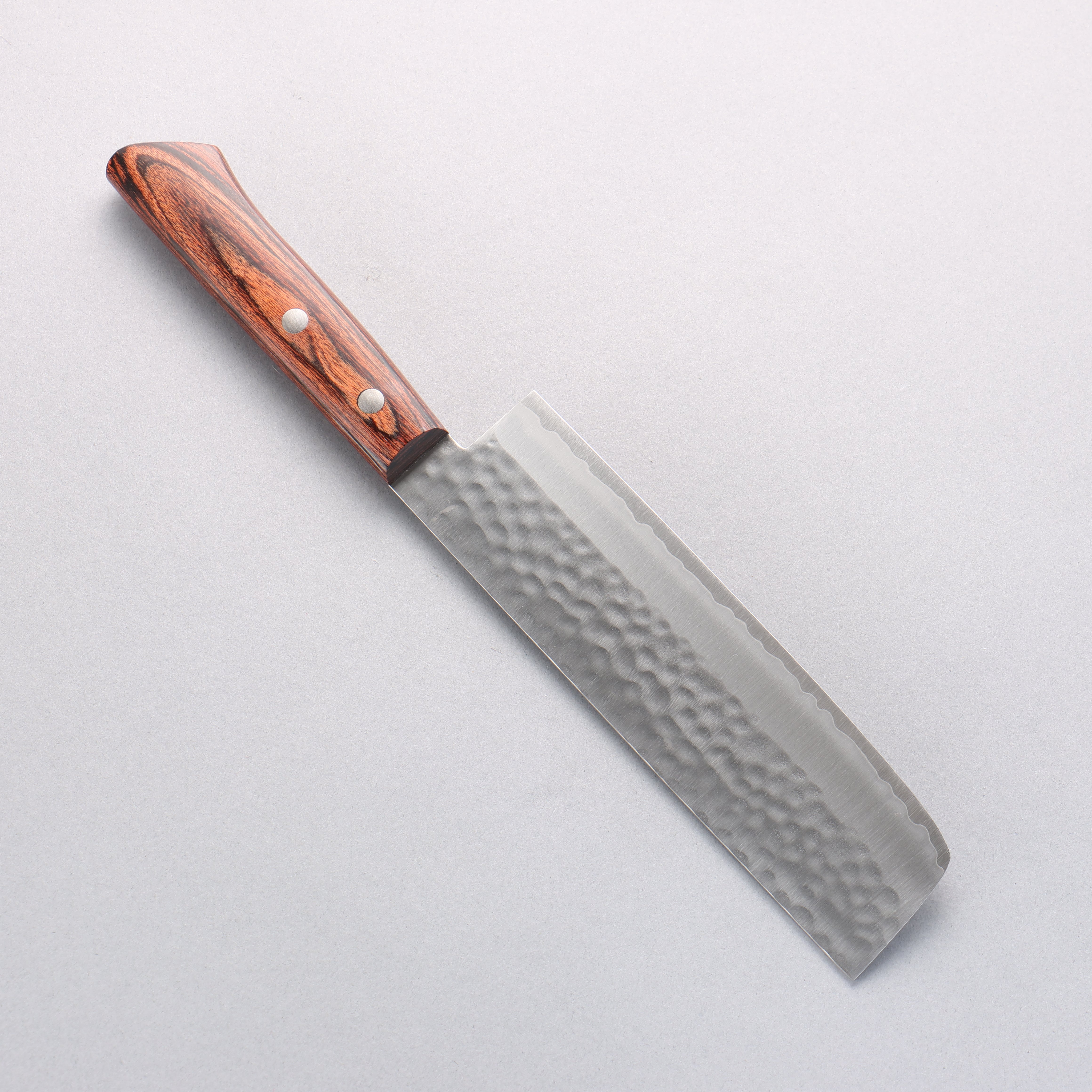 Seisuke VG1 Hammered Nakiri 165mm Mahogany Handle - Japanny - Best Japanese Knife