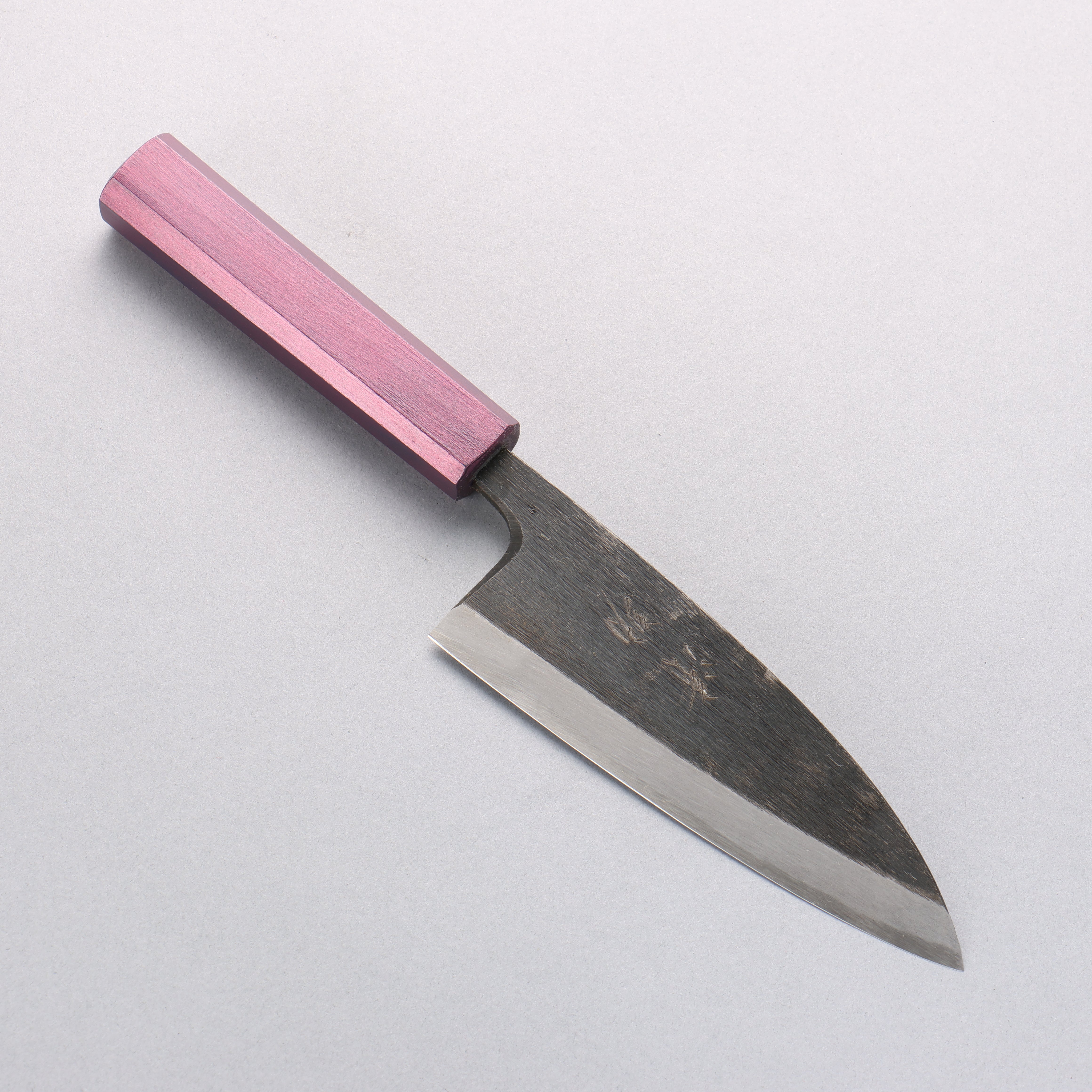 Seisuke White Steel No.2 Kurouchi Deba 135mm Purple Lacquered Handle - Japanny - Best Japanese Knife