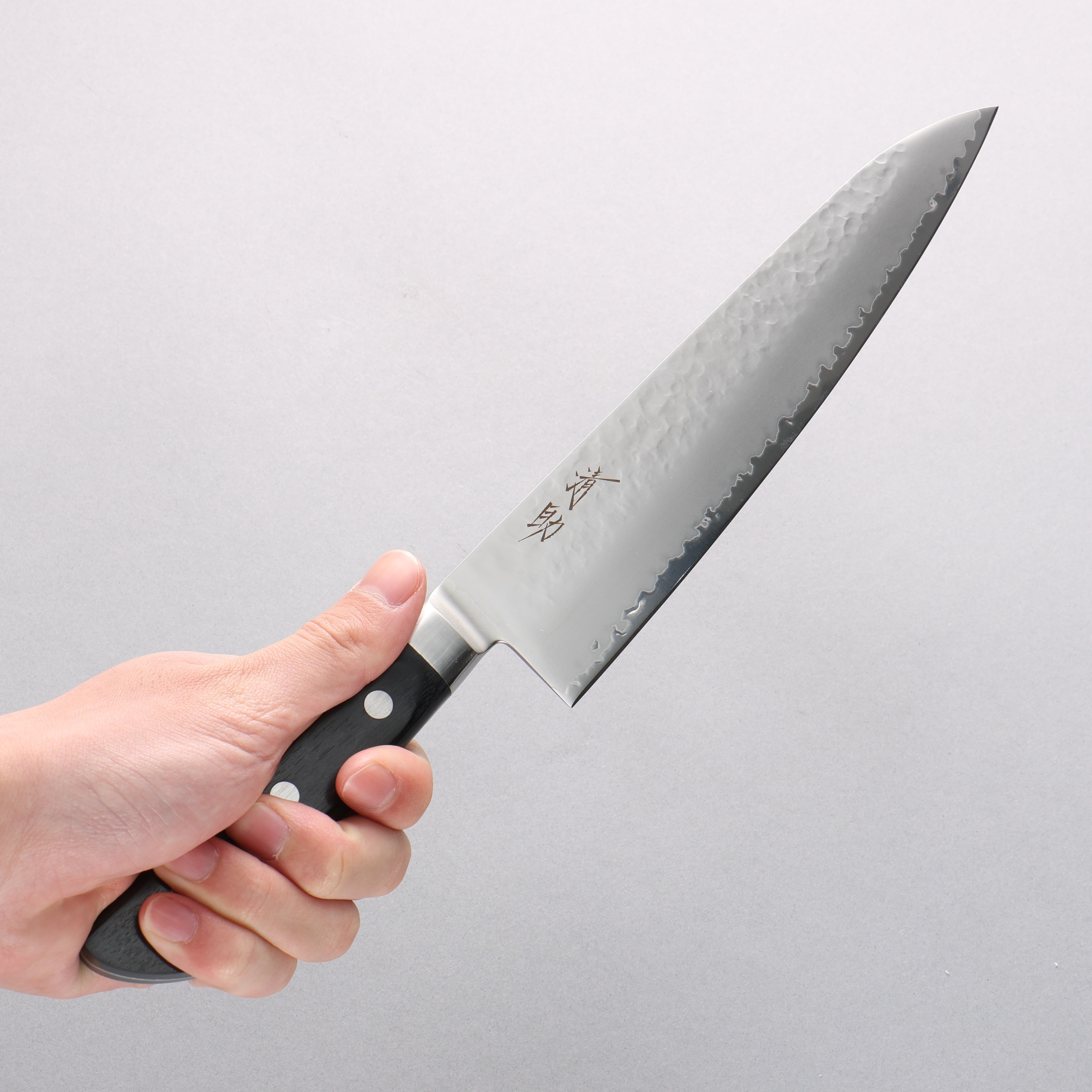 Seisuke VG5 Hammered Kasumitogi Gyuto 210mm Black Pakka wood Handle - Japanny - Best Japanese Knife
