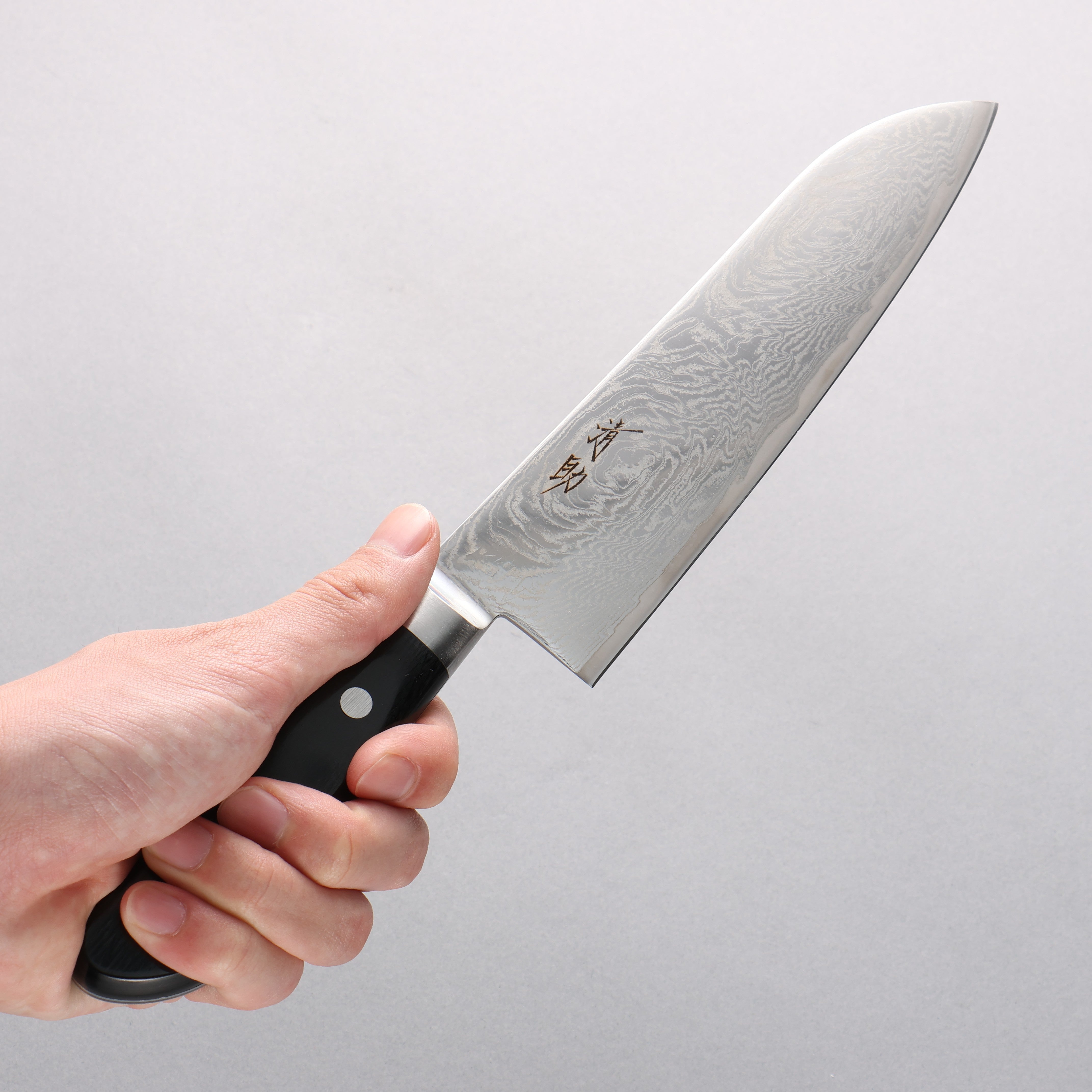 Seisuke Nami AUS10 Mirrored Finish Damascus Santoku 180mm Black Pakka wood Handle - Japanny - Best Japanese Knife