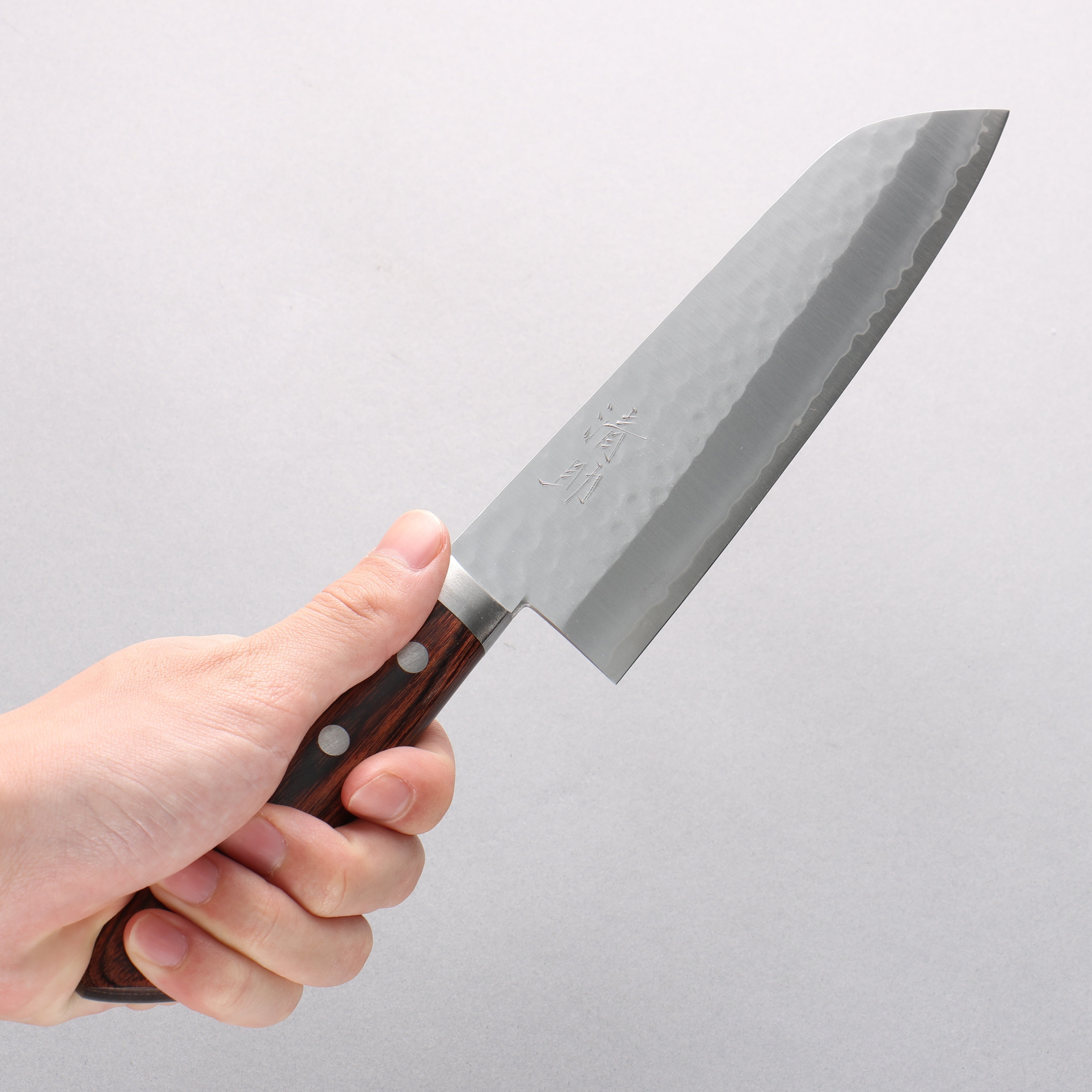 Seisuke VG1 Hammered Santoku 165mm Mahogany Handle - Japanny - Best Japanese Knife