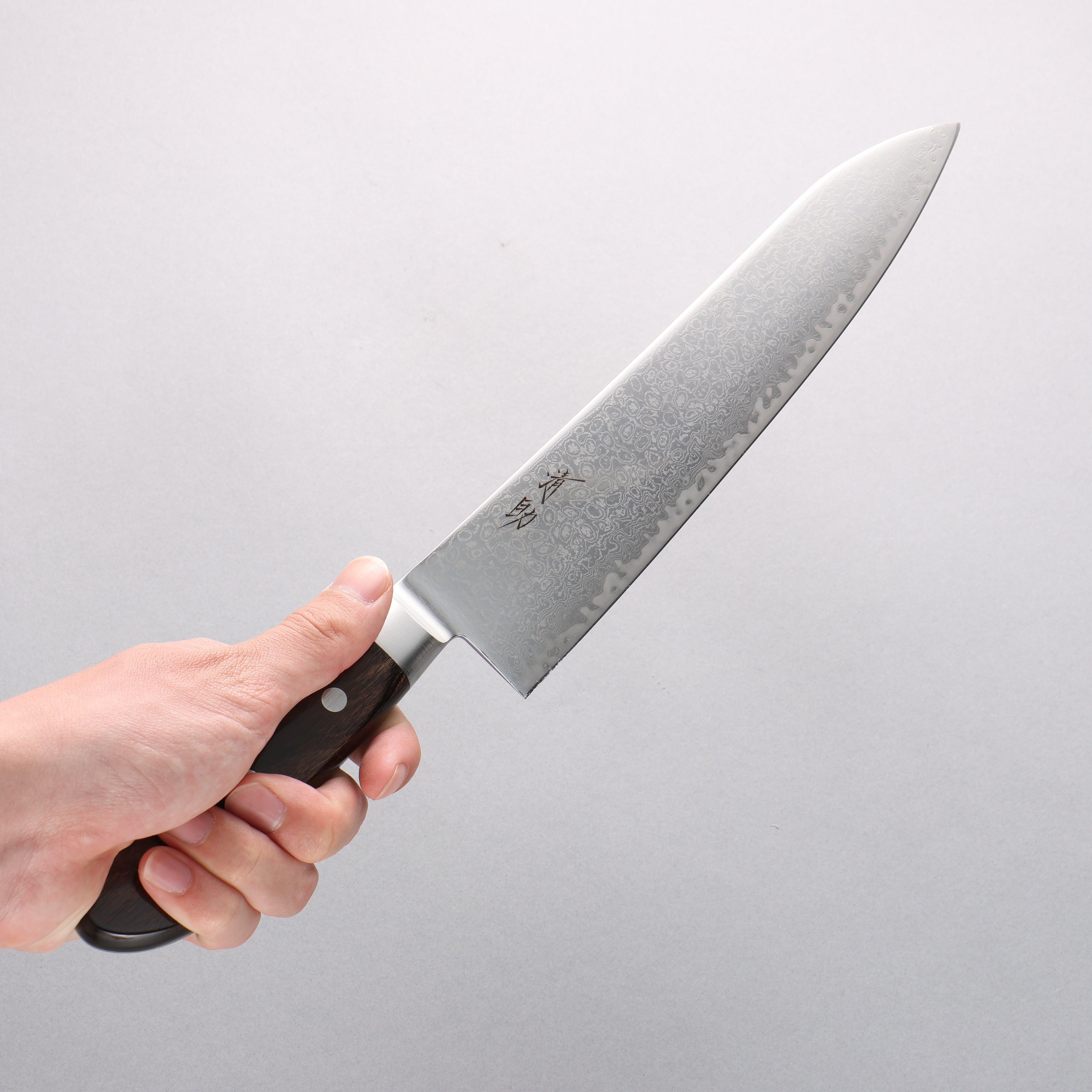 Seisuke Kagami2 AUS10 Mirrored Finish Damascus Gyuto 240mm Brown Pakka wood Handle - Japanny - Best Japanese Knife