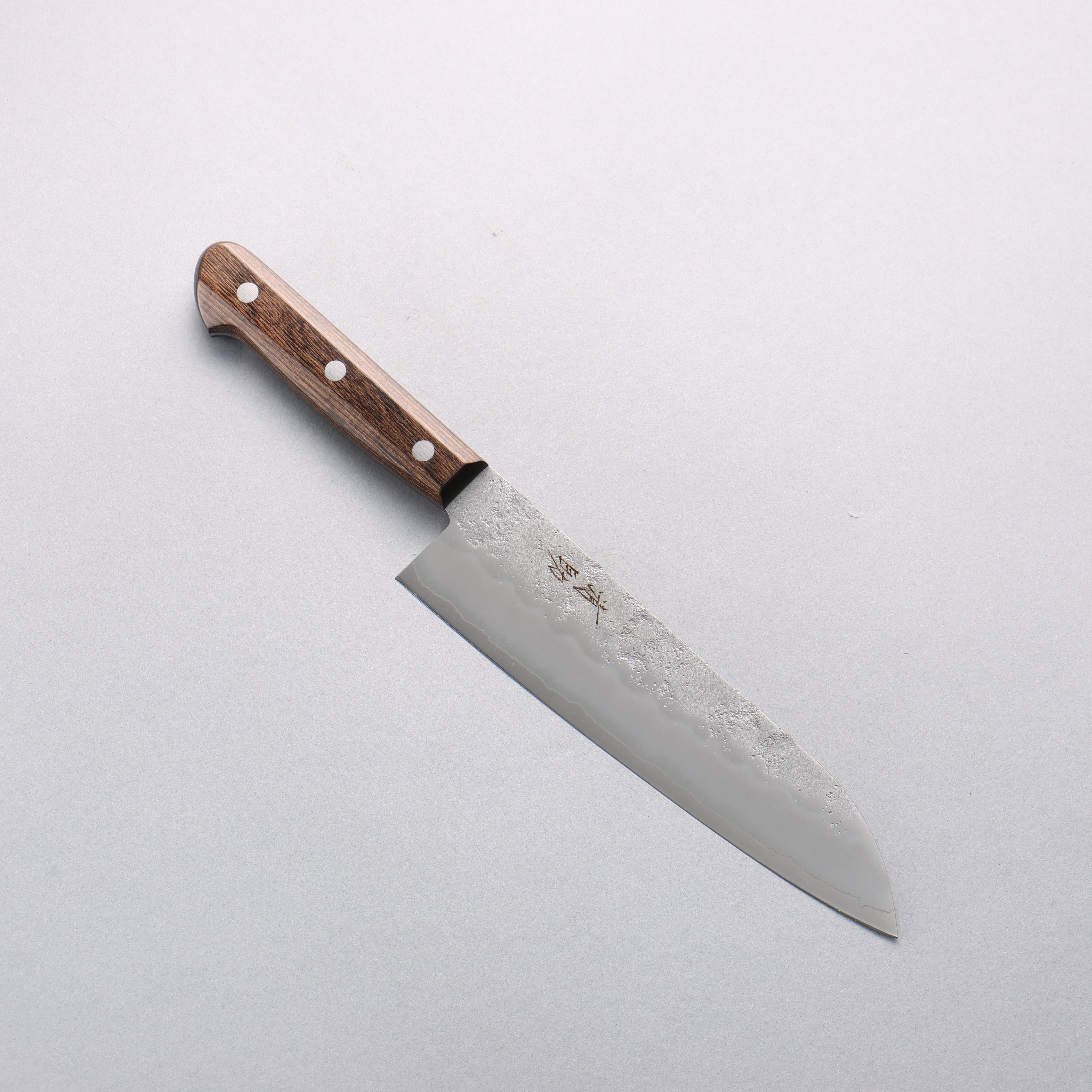 Seisuke Silver Steel No.3 Nashiji Santoku 180mm Brown Pakka wood Handle - Japanny - Best Japanese Knife