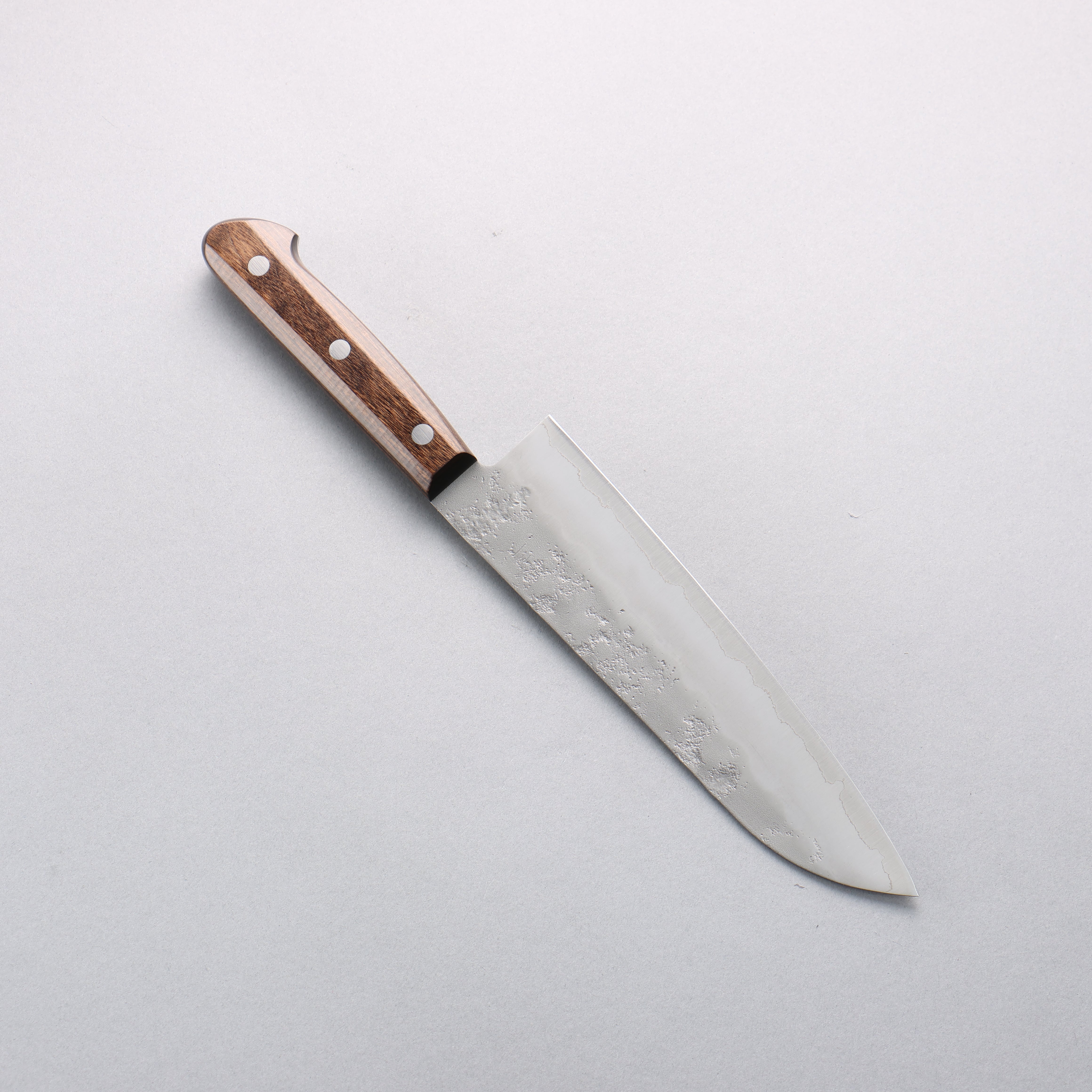 Seisuke Silver Steel No.3 Nashiji Santoku 180mm Brown Pakka wood Handle - Japanny - Best Japanese Knife