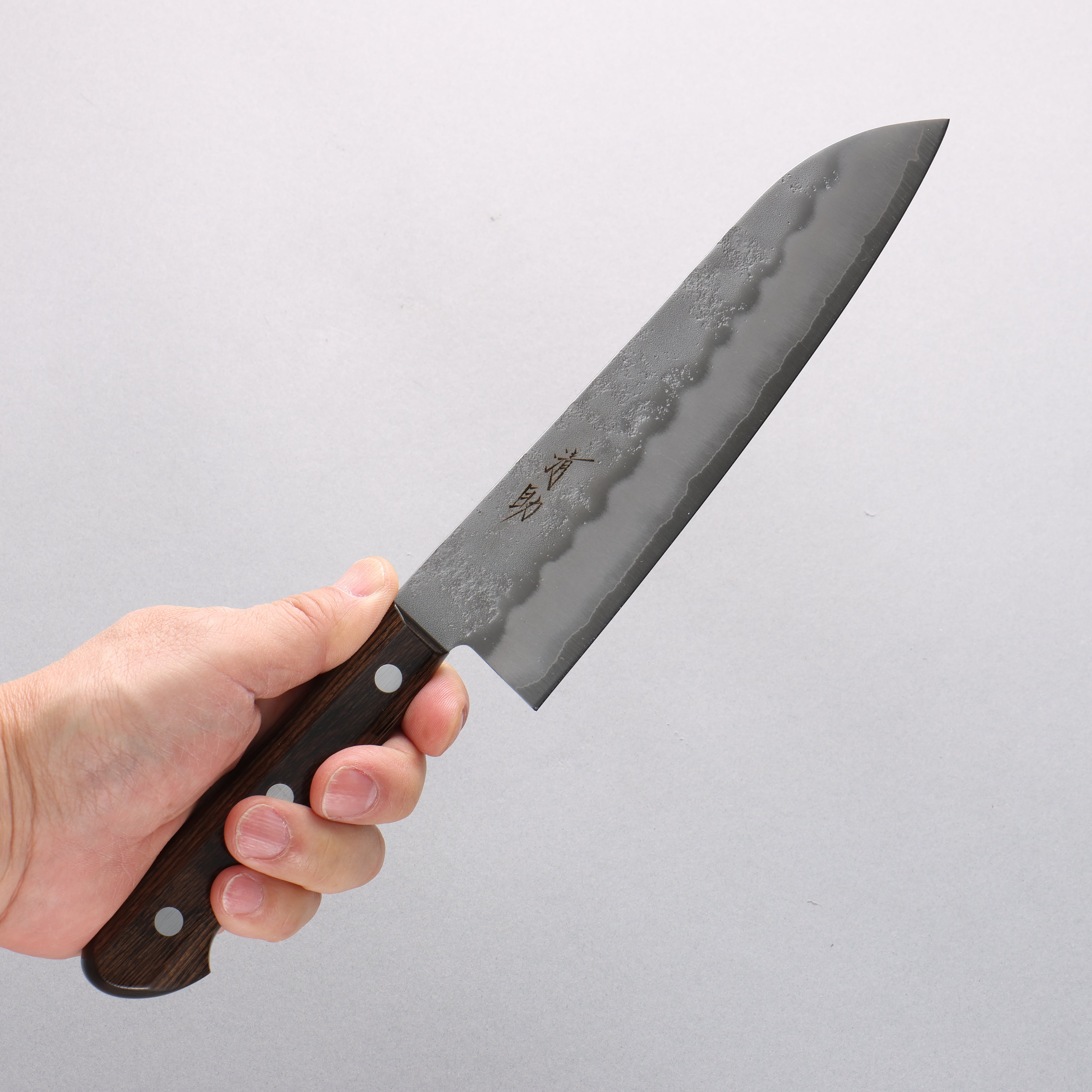 Seisuke Silver Steel No.3 Nashiji Santoku 180mm Brown Pakka wood Handle - Japanny - Best Japanese Knife