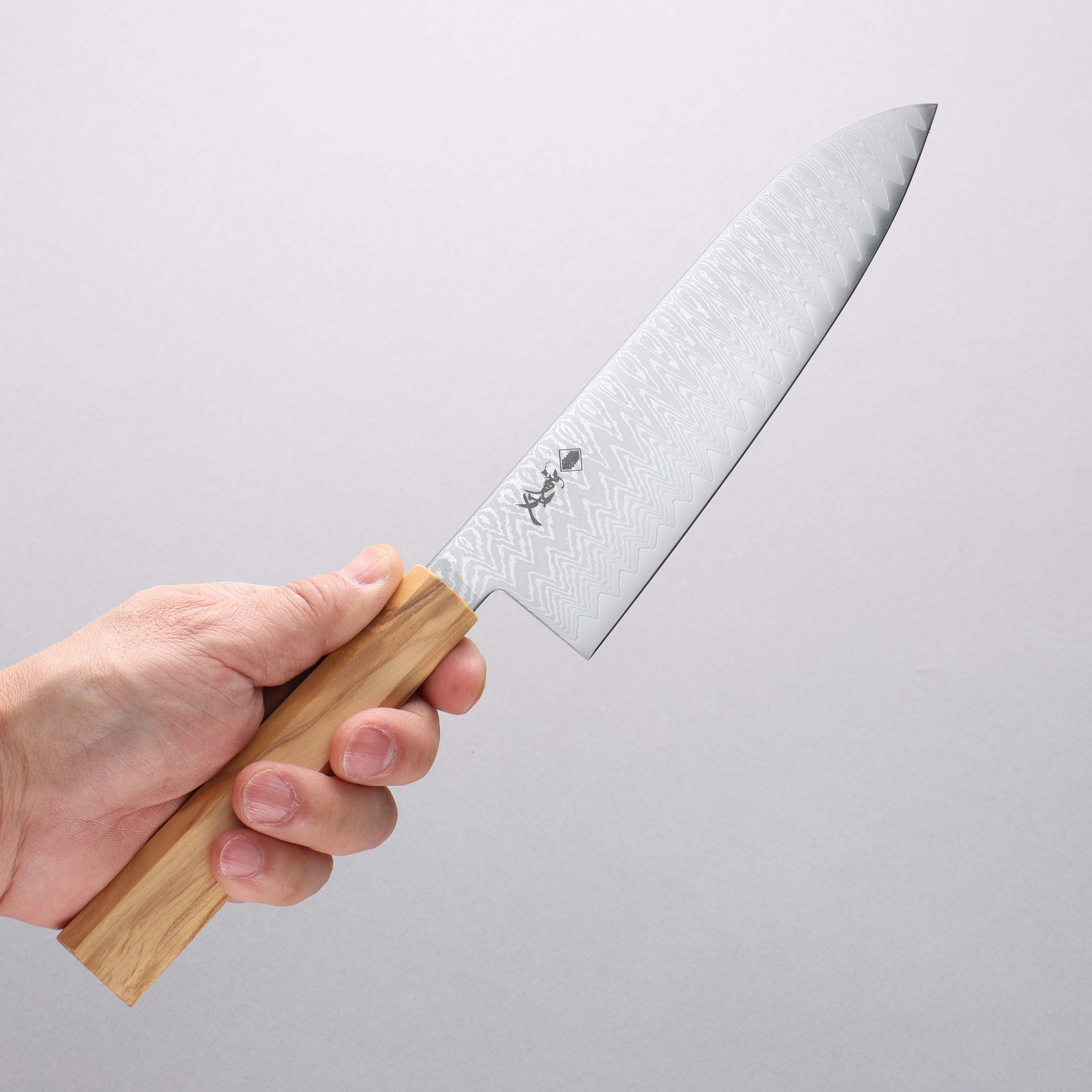 Kanjyo VG10 Damascus Santoku 180mm Olive tree Handle - Japanny - Best Japanese Knife