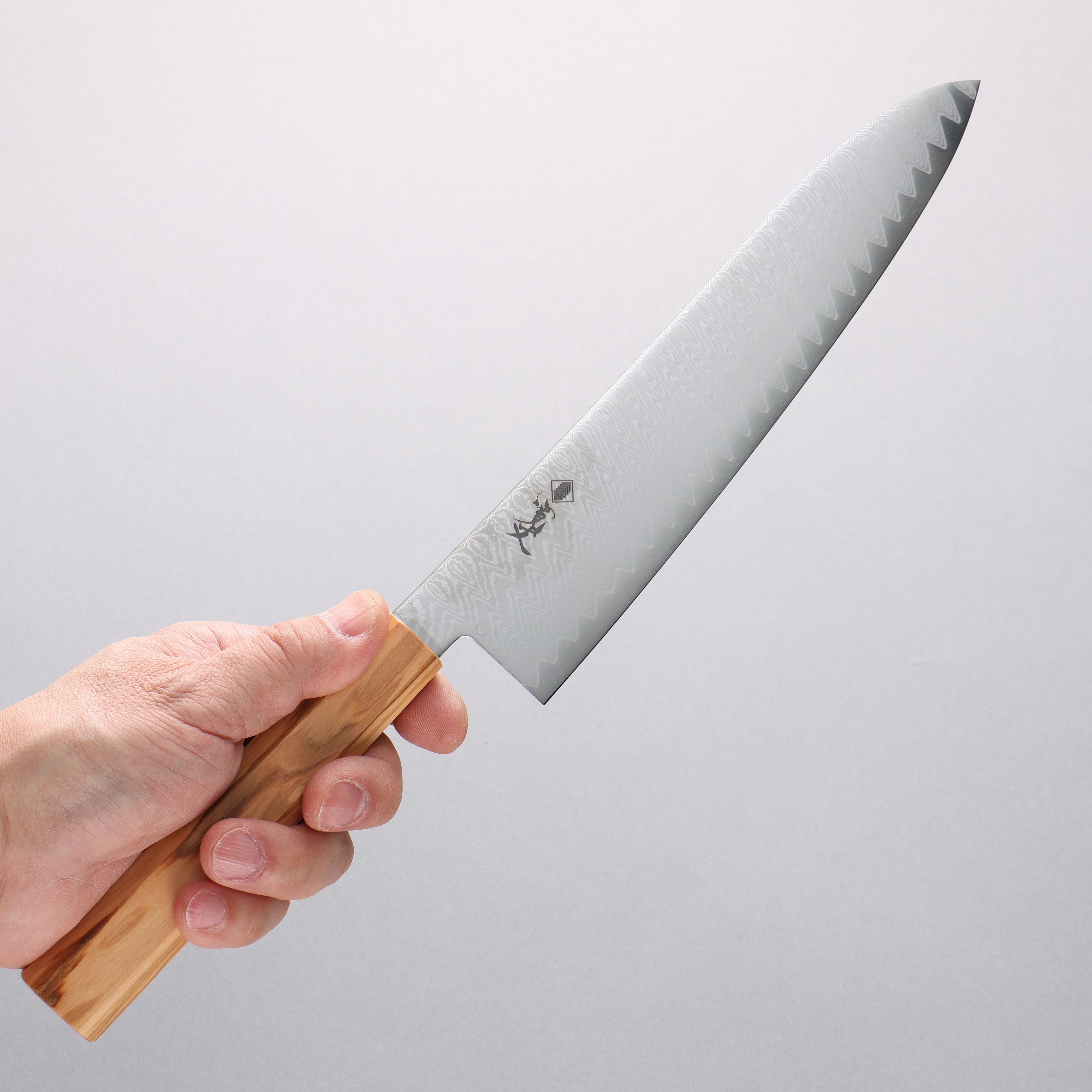 Kanjyo VG10 Damascus Gyuto 210mm Olive tree Handle - Japanny - Best Japanese Knife