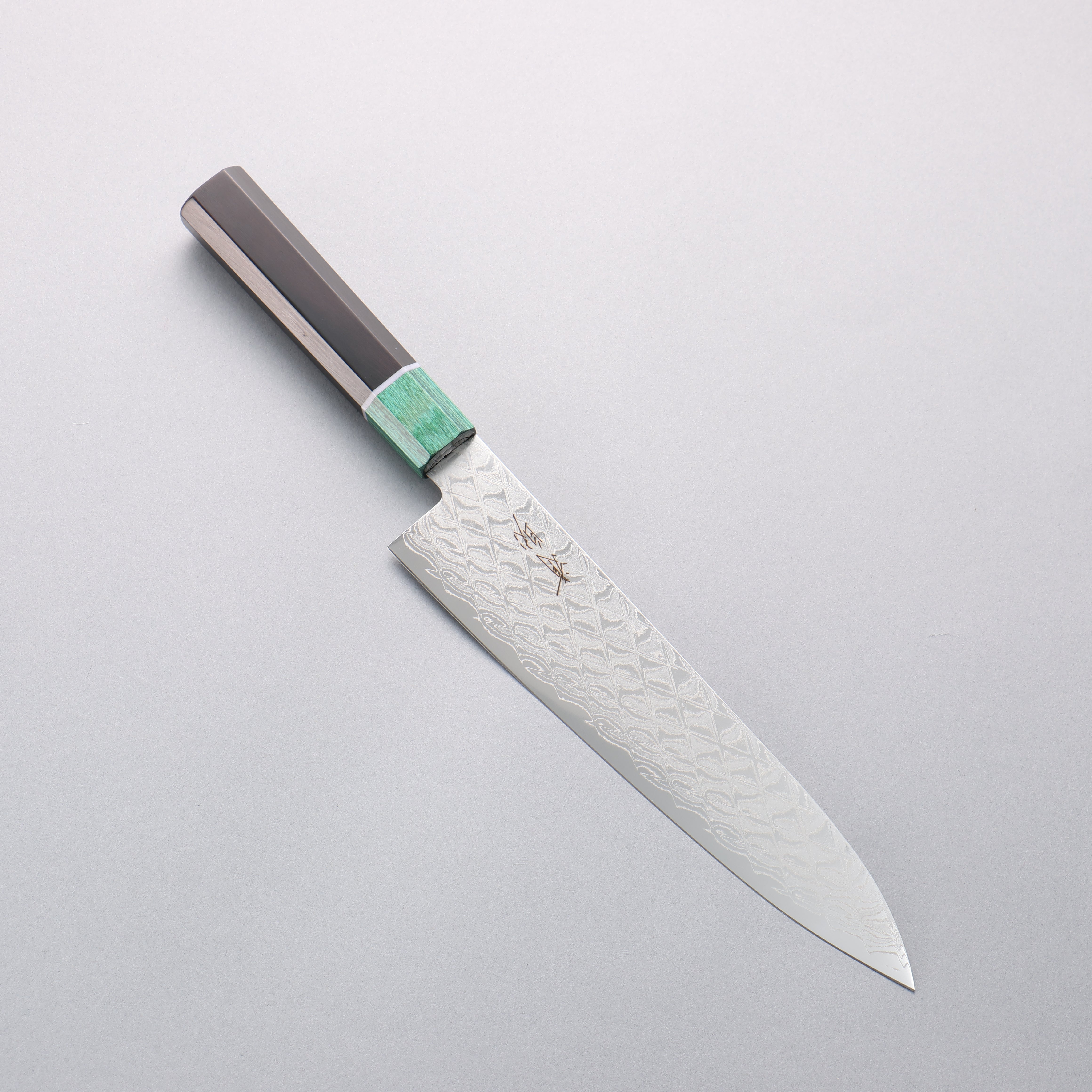 Seisuke AUS10 Mirror Crossed Gyuto 210mm Black Pakka wood(ferrule: Green Pakka wood) Handle - Japanny - Best Japanese Knife