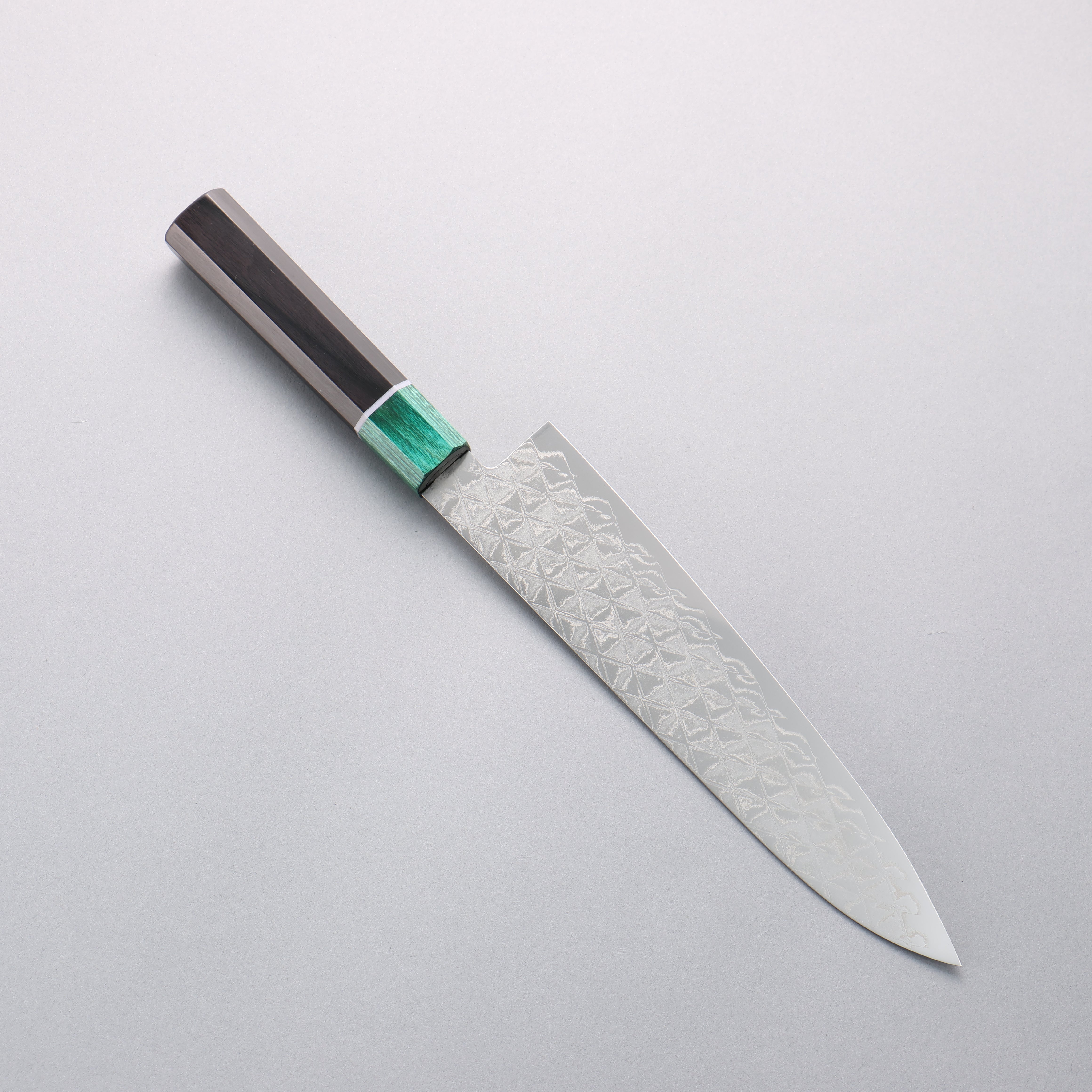 Seisuke AUS10 Mirror Crossed Gyuto 210mm Black Pakka wood(ferrule: Green Pakka wood) Handle - Japanny - Best Japanese Knife
