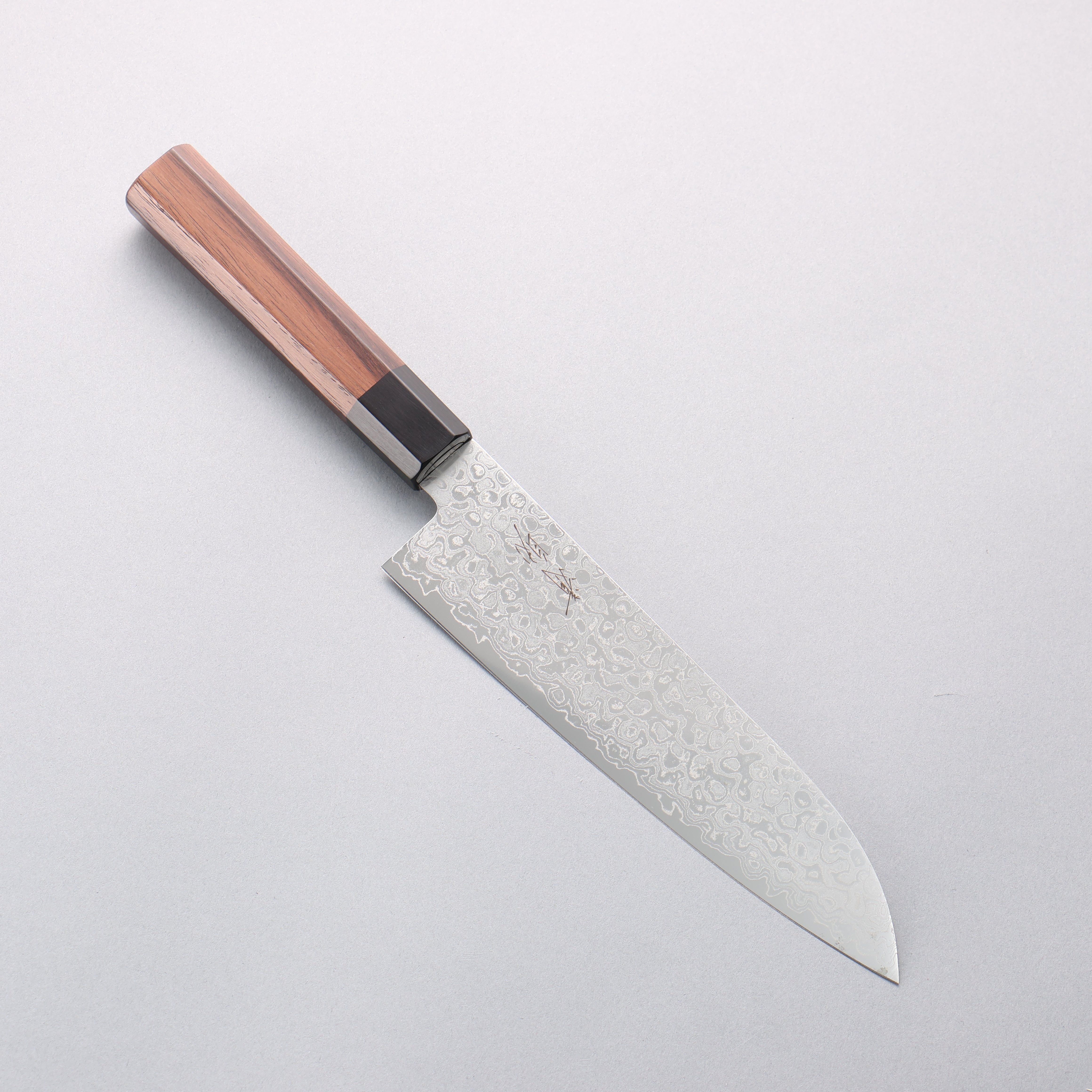 Seisuke AUS10 Damascus Migaki Finished Santoku 180mm Rosewood (Ferrule: Black Pakka Wood) Handle - Japanny - Best Japanese Knife