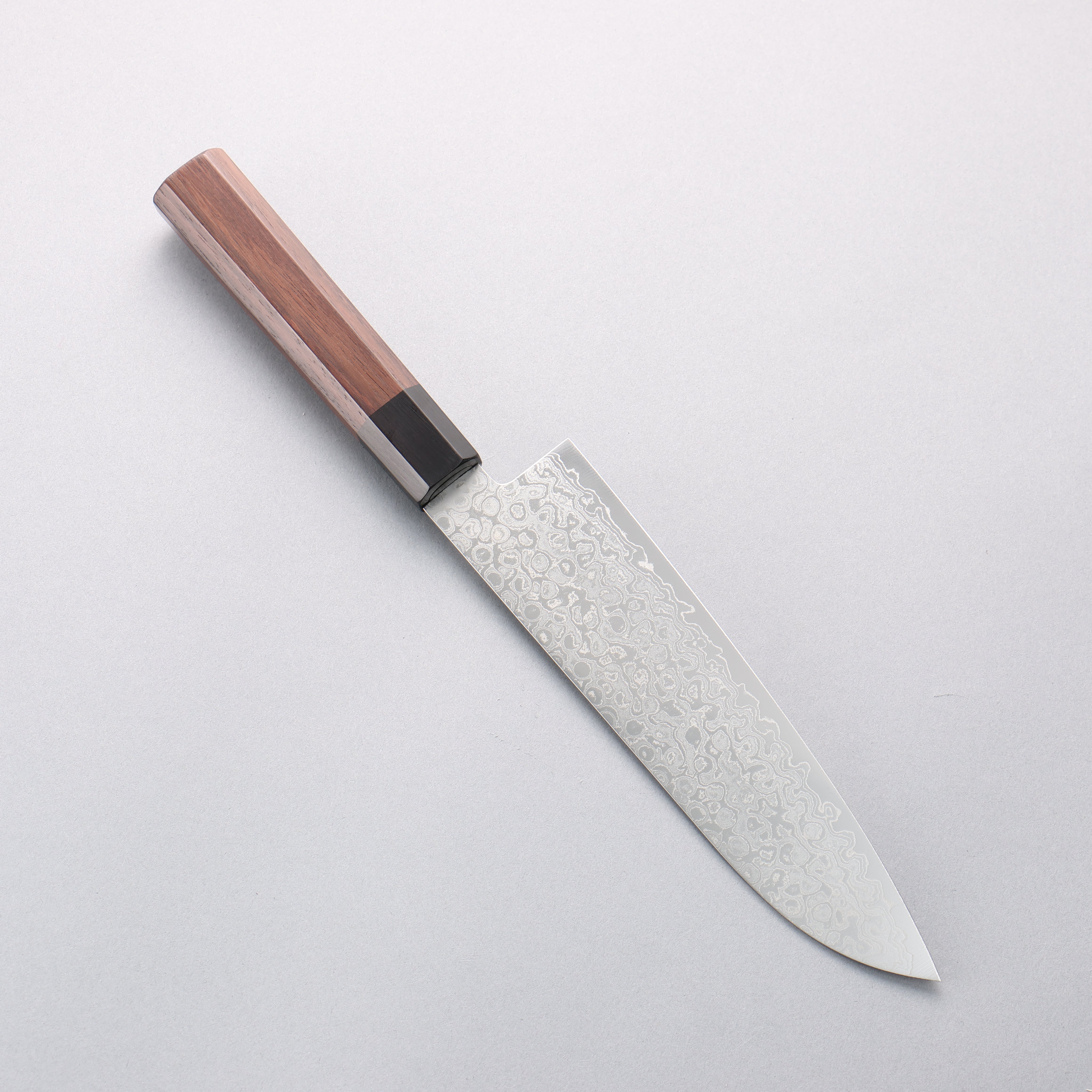 Seisuke AUS10 Damascus Migaki Finished Santoku 180mm Rosewood (Ferrule: Black Pakka Wood) Handle - Japanny - Best Japanese Knife
