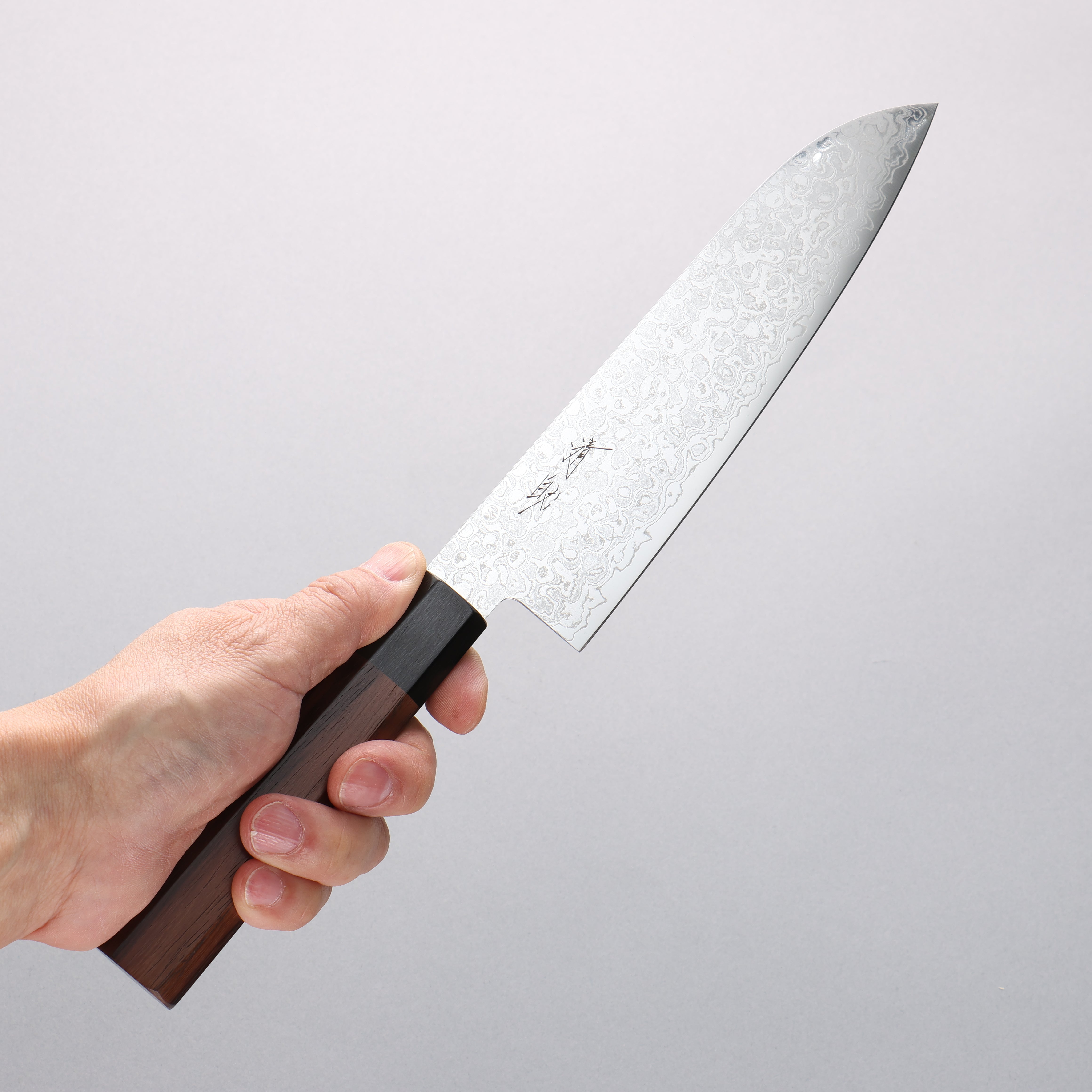 Seisuke AUS10 Damascus Migaki Finished Santoku 180mm Rosewood (Ferrule: Black Pakka Wood) Handle - Japanny - Best Japanese Knife