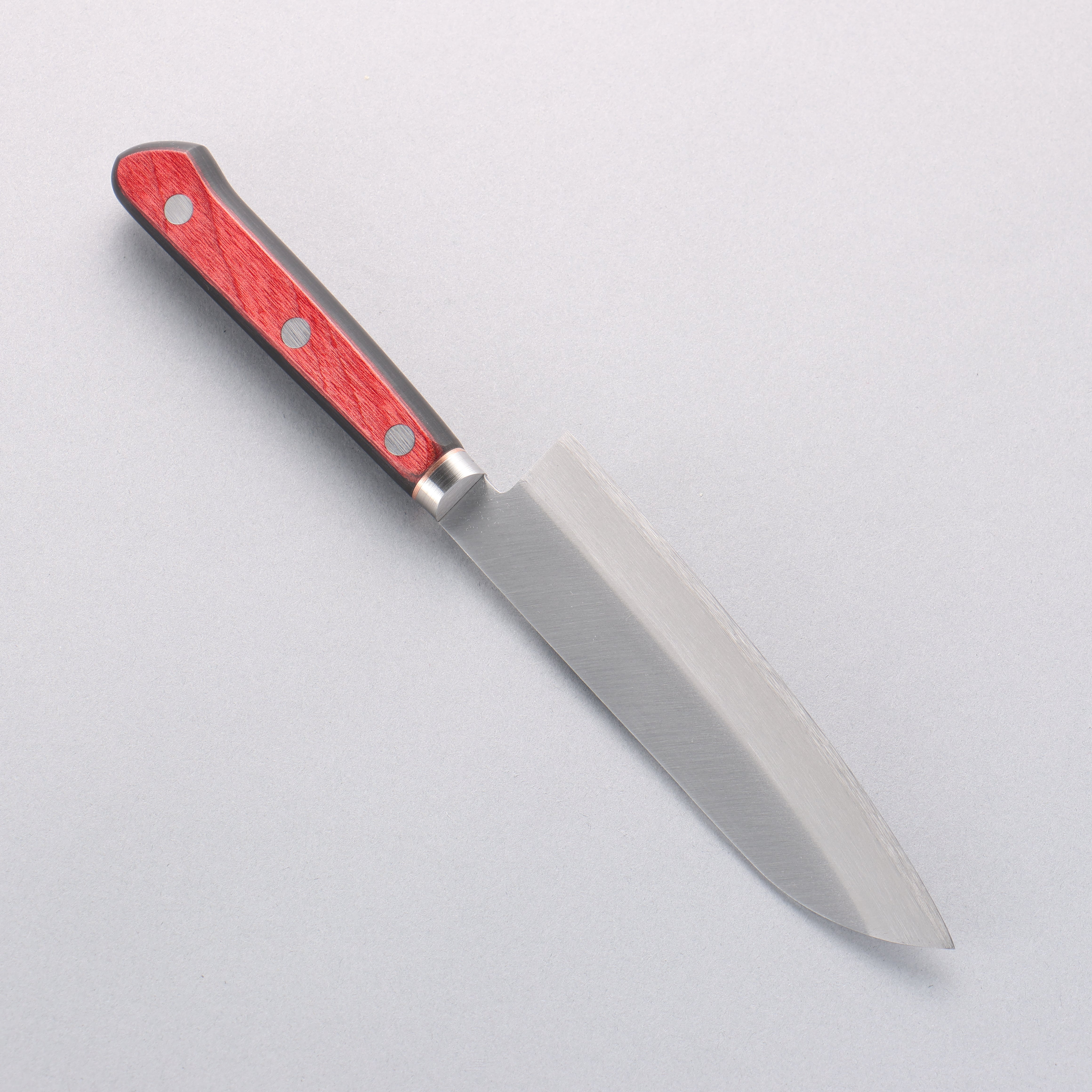 Seisuke Blue Super Migaki Finished Small Santoku 140mm Red and Black Pakka wood Handle - Japanny - Best Japanese Knife