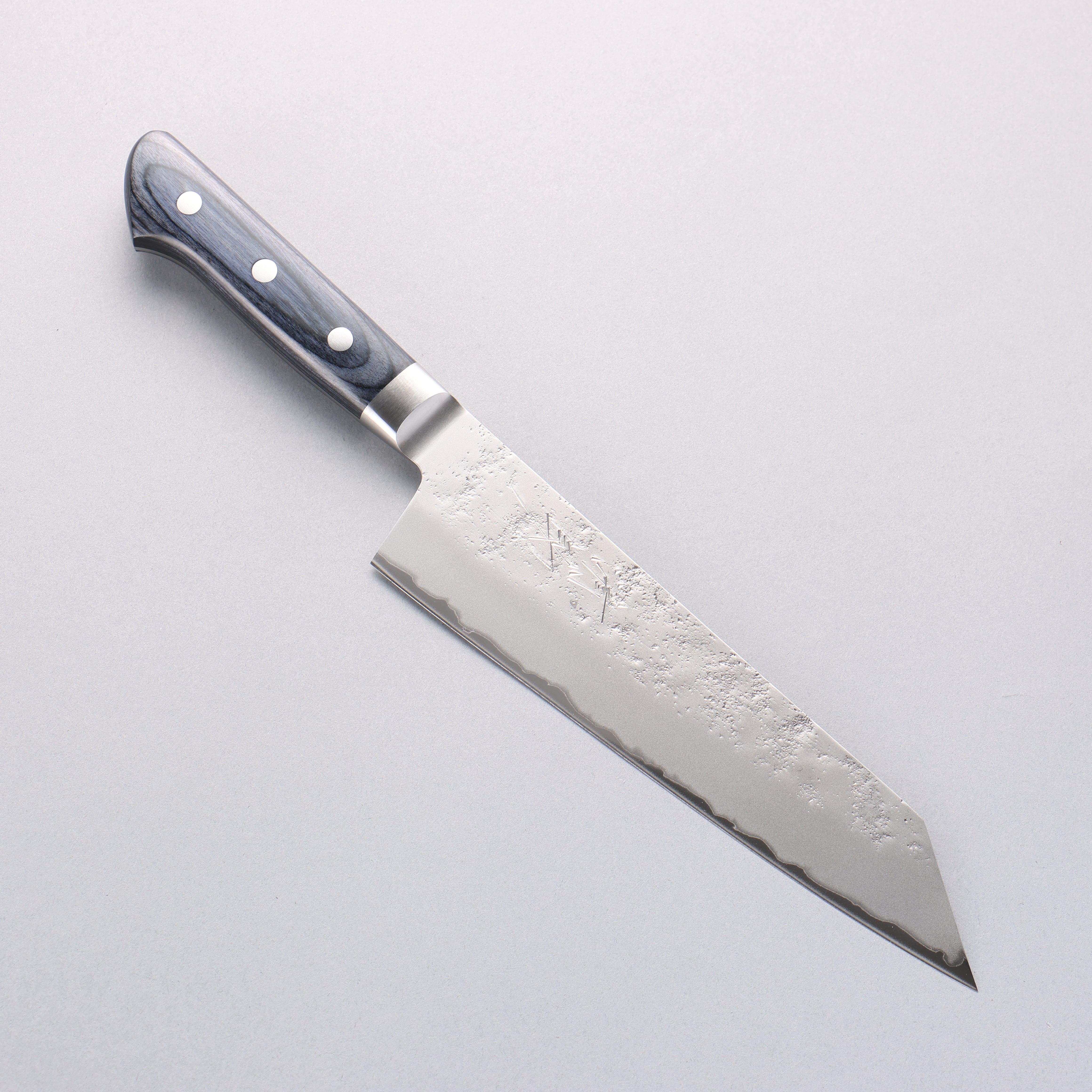 Seisuke Blue Steel No.2 Nashiji Kiritsuke Santoku 195mm Navy blue Pakka wood Handle - Japanny - Best Japanese Knife