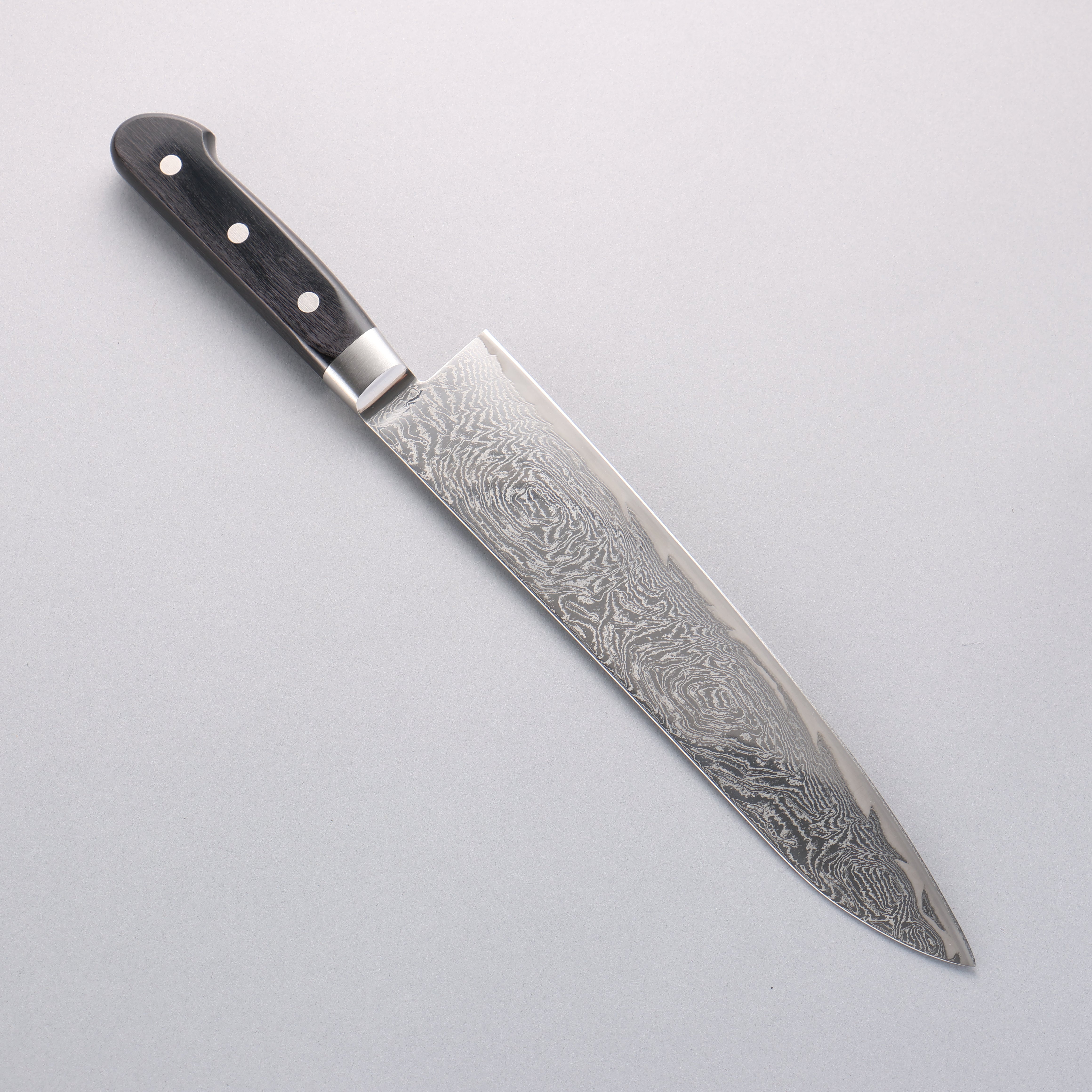 Seisuke Nami AUS10 Mirrored Finish Damascus Gyuto 240mm Black Pakka wood Handle - Japanny - Best Japanese Knife
