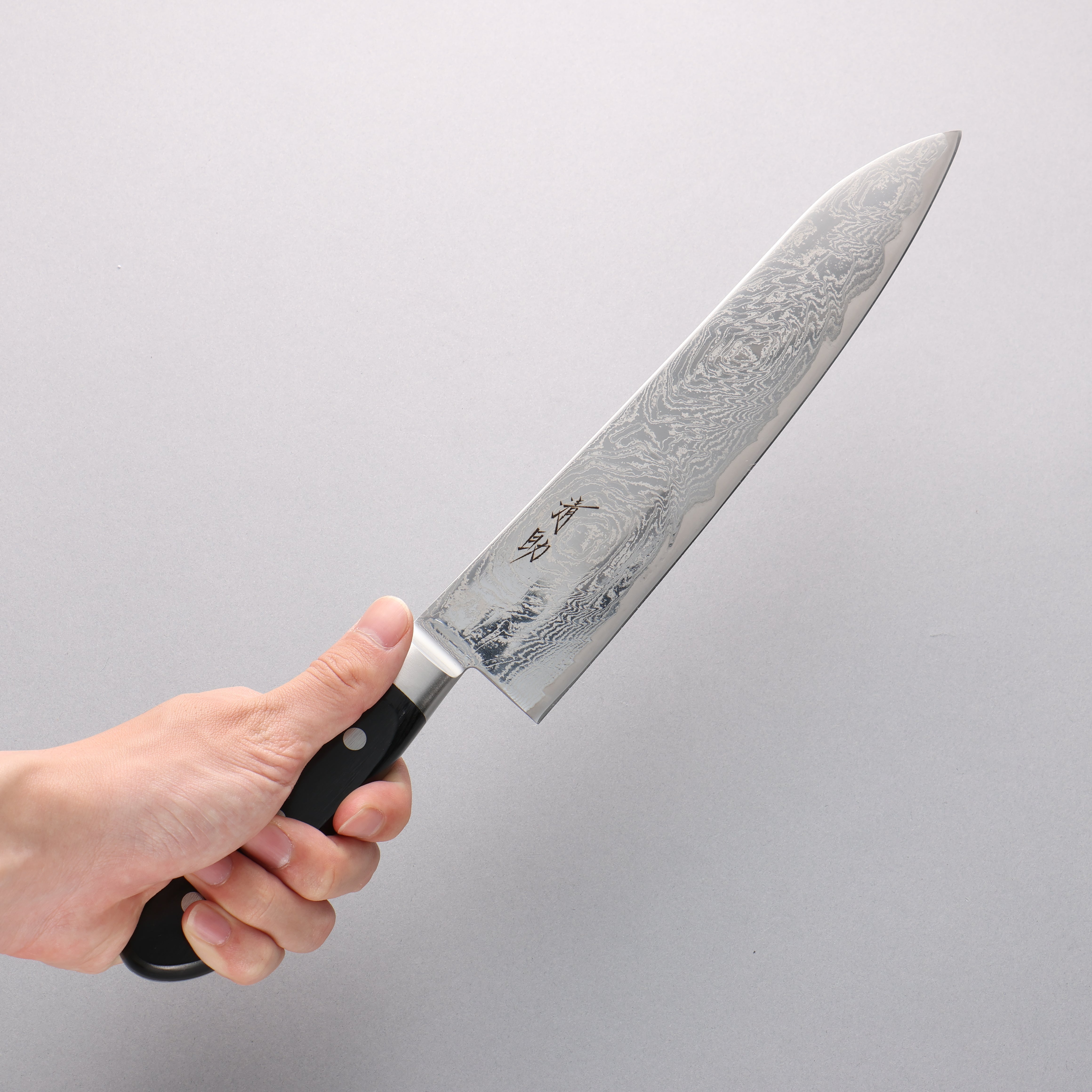 Seisuke Nami AUS10 Mirrored Finish Damascus Gyuto 240mm Black Pakka wood Handle - Japanny - Best Japanese Knife