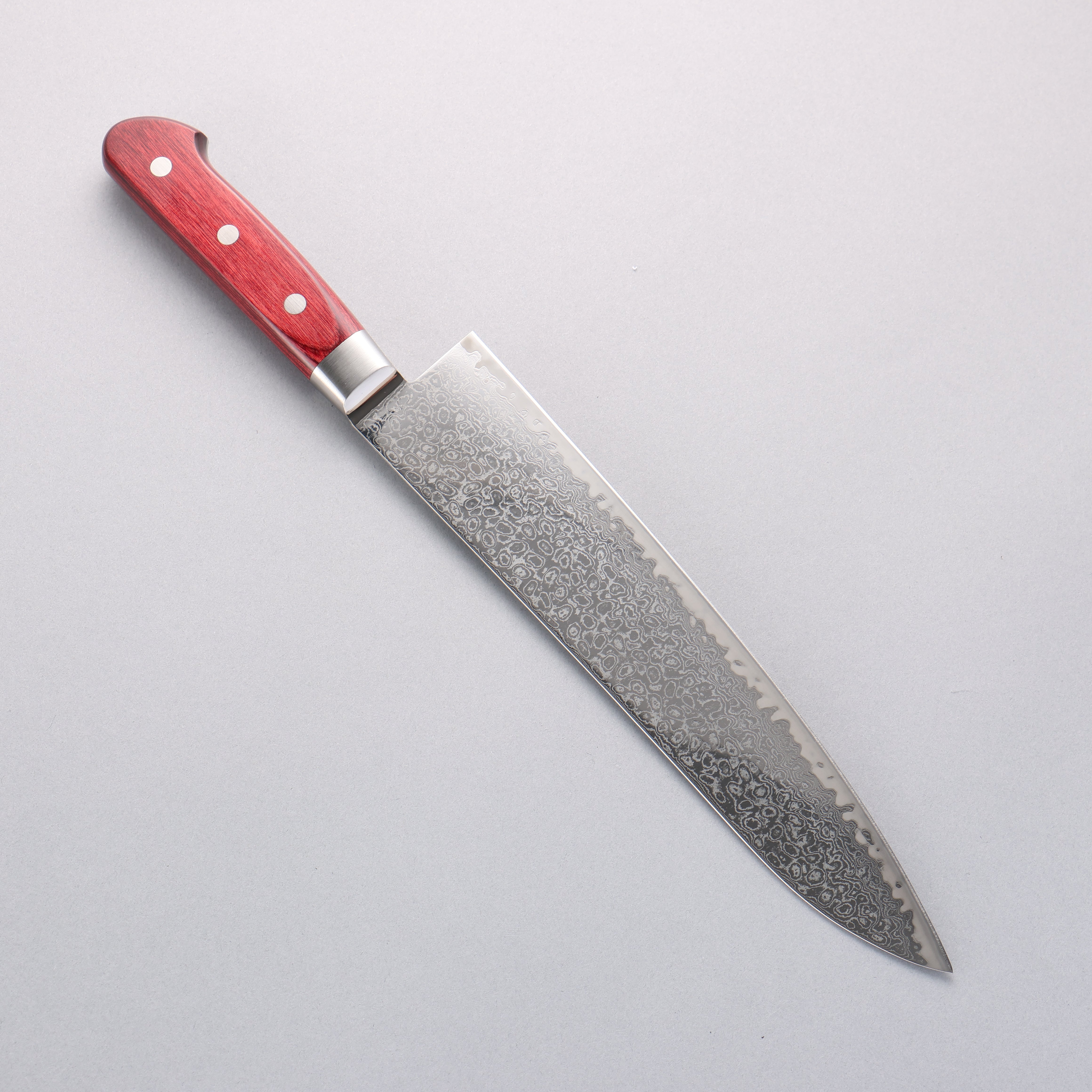 Seisuke Kagami2 AUS10 Mirrored Finish Damascus Gyuto 240mm Red Pakka wood Handle - Japanny - Best Japanese Knife