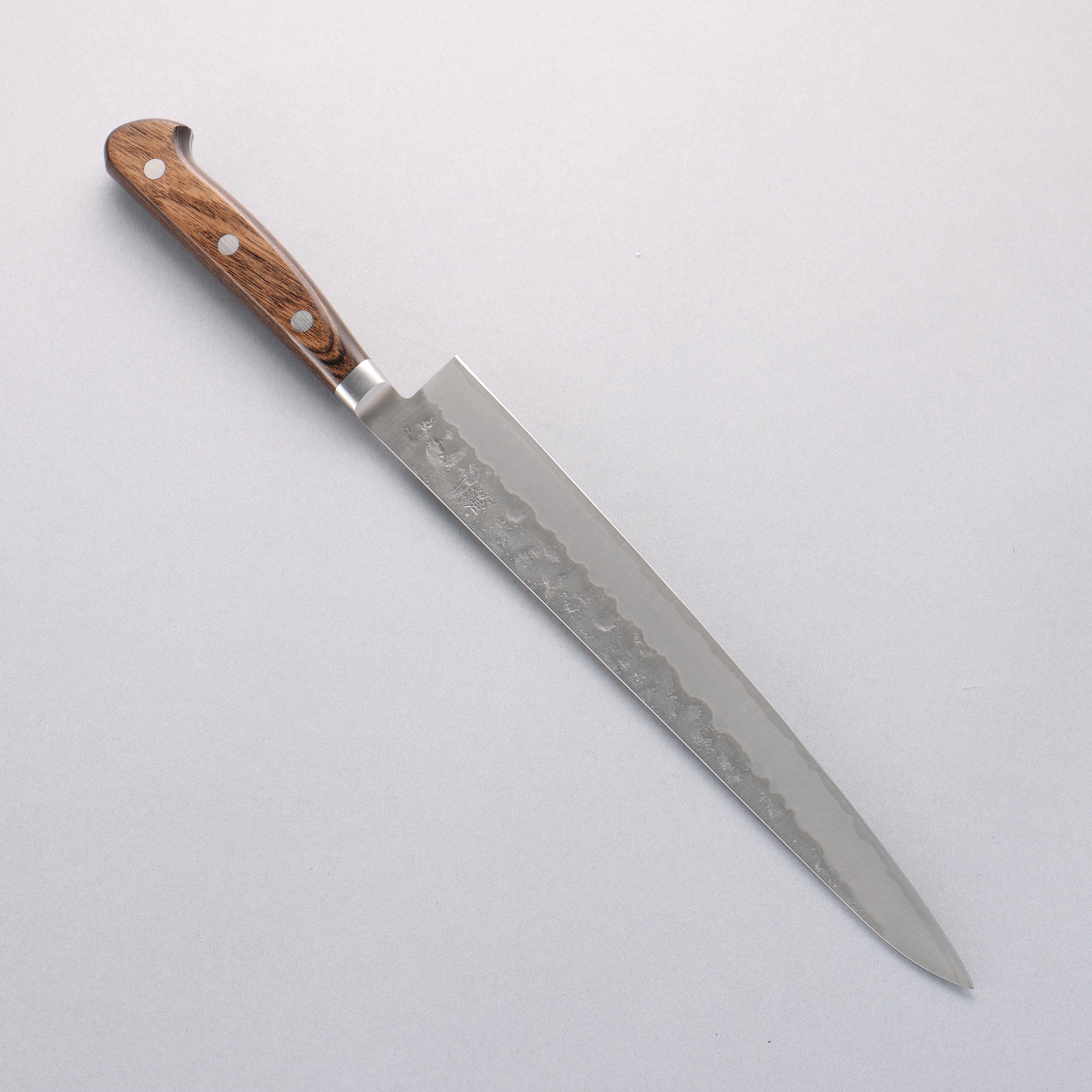 Seisuke Silver Steel No.3 Nashiji Sujihiki 240mm Brown Pakka wood Handle - Japanny - Best Japanese Knife