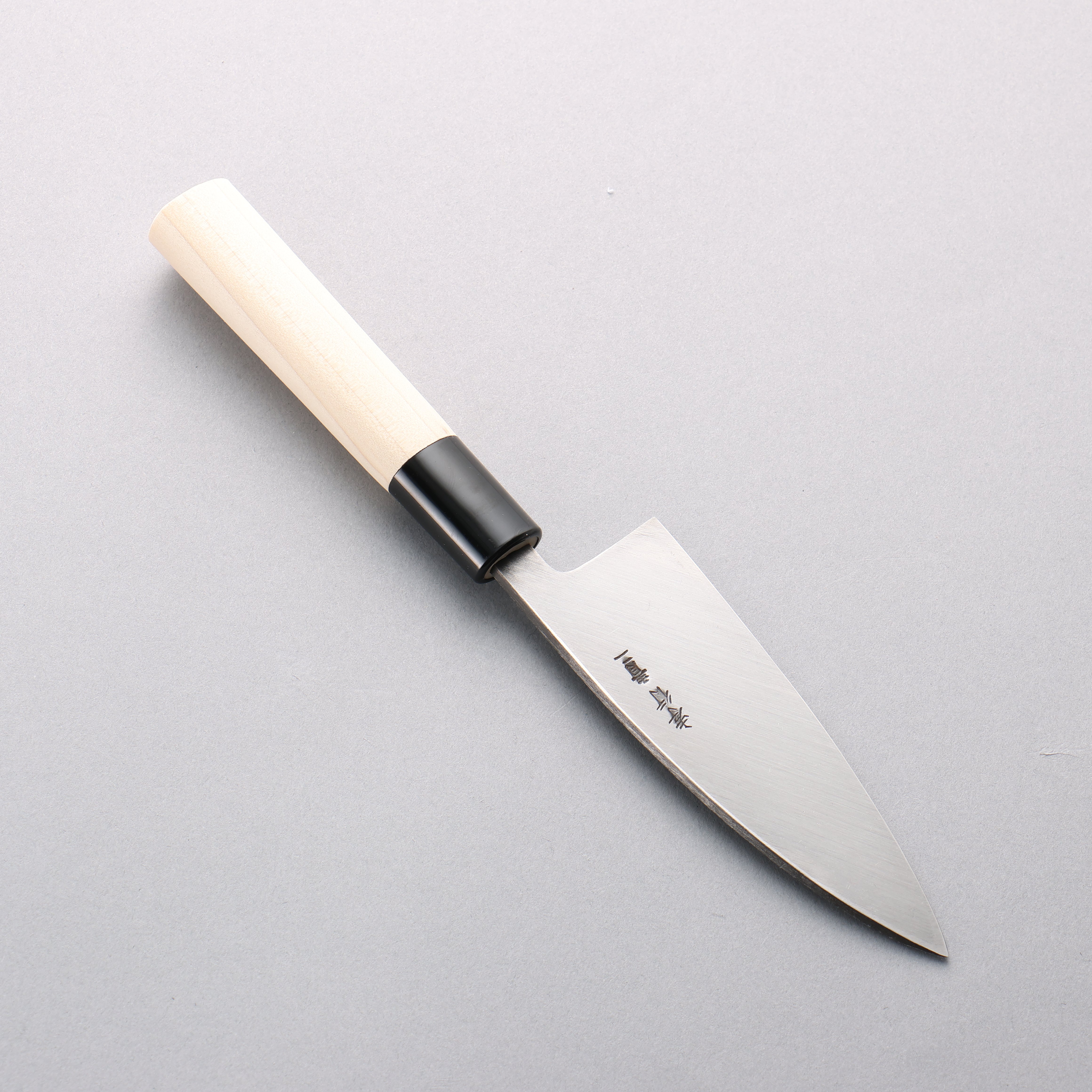 Sakai Takayuki Blue Steel No.2 Black Finished Vertical Stripes Ajikiri 120mm Magnolia (Ferrule: Black Plastic) Handle - Japanny - Best Japanese Knife