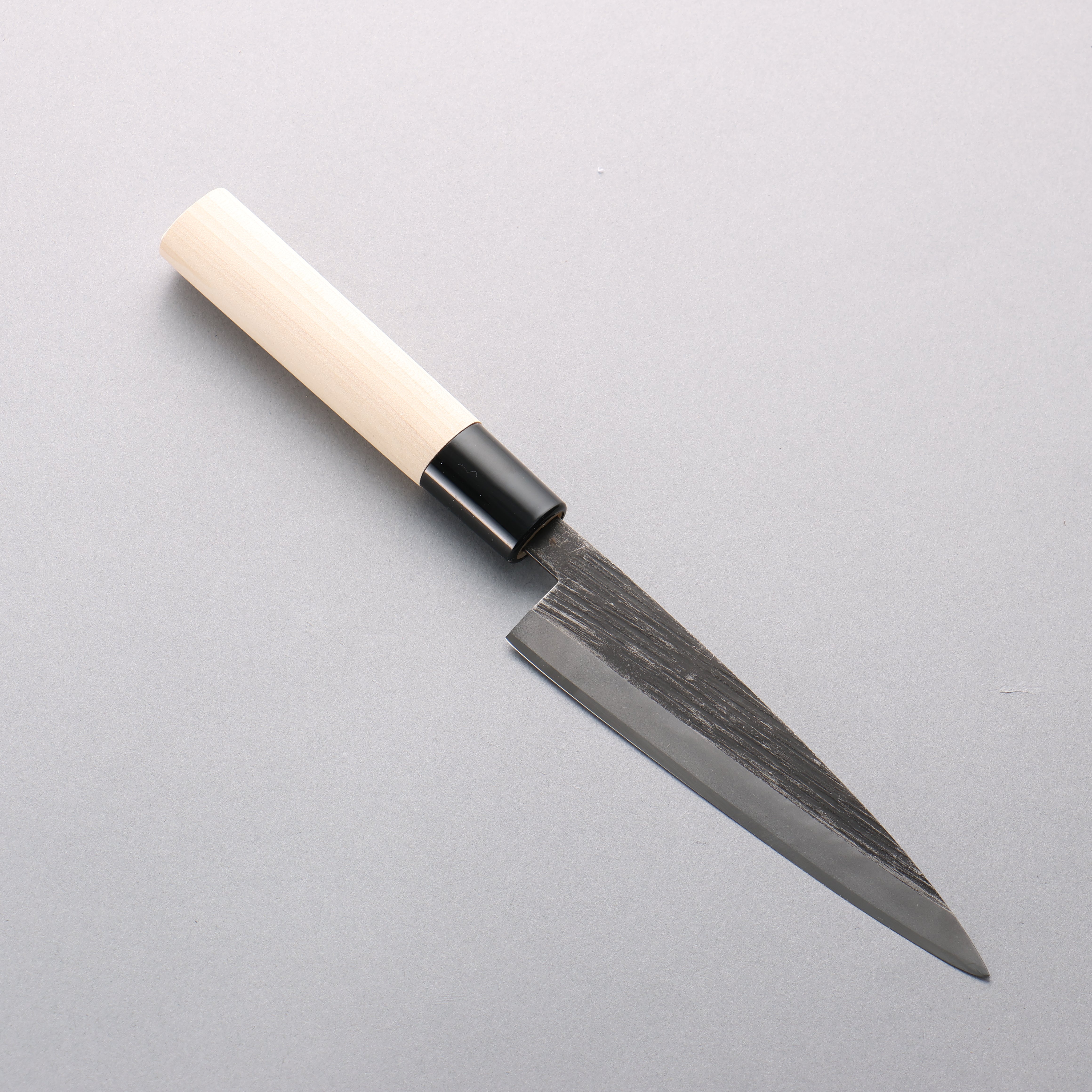 Sakai Takayuki Blue Steel No.2 Black Finished Vertical Stripes Multi Purpose 135mm Magnolia (Ferrule: Black Plastic) Handle - Japanny - Best Japanese Knife