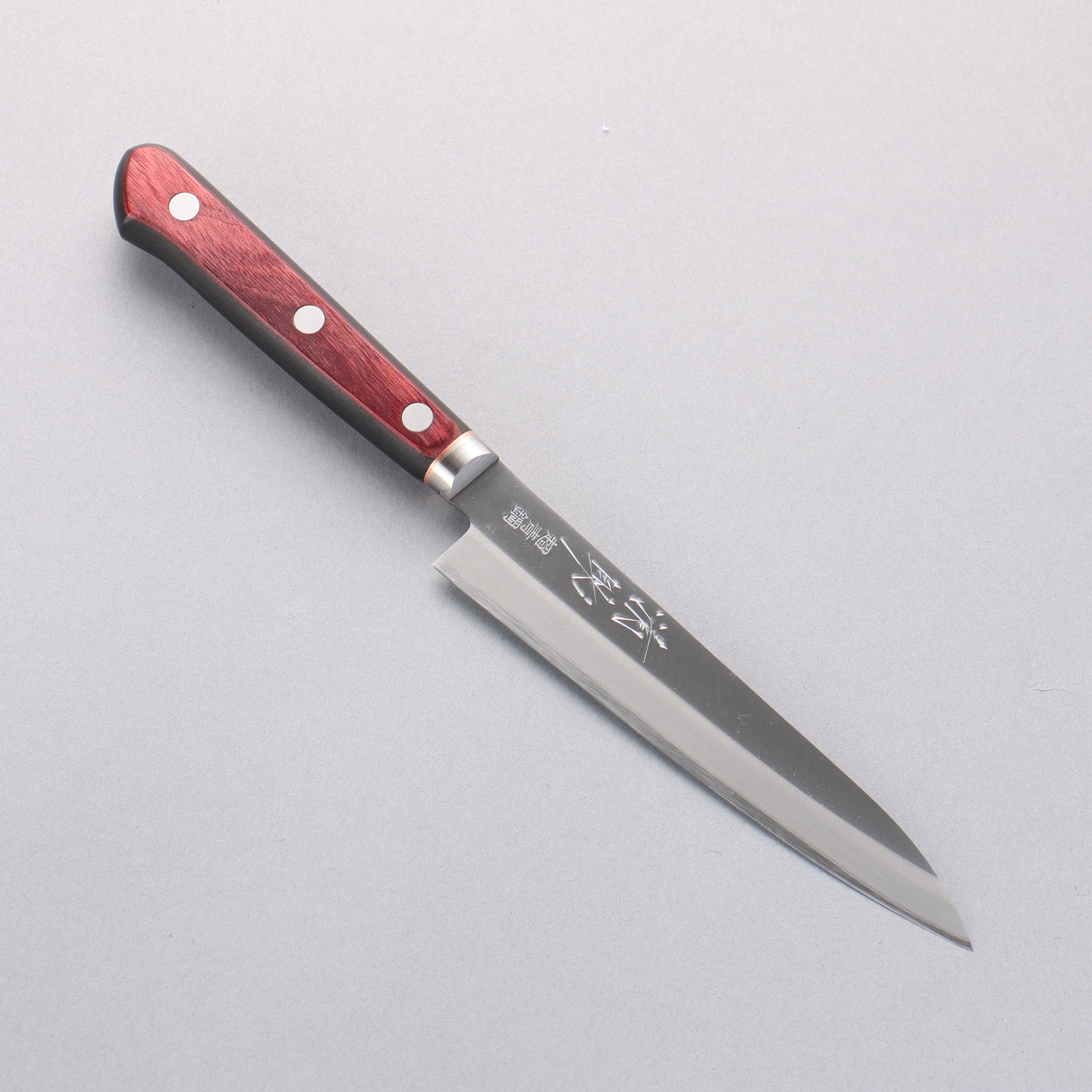 Seisuke Blue Super Migaki Finished Petty-Utility 145mm Red and Black Pakka wood Handle - Japanny - Best Japanese Knife