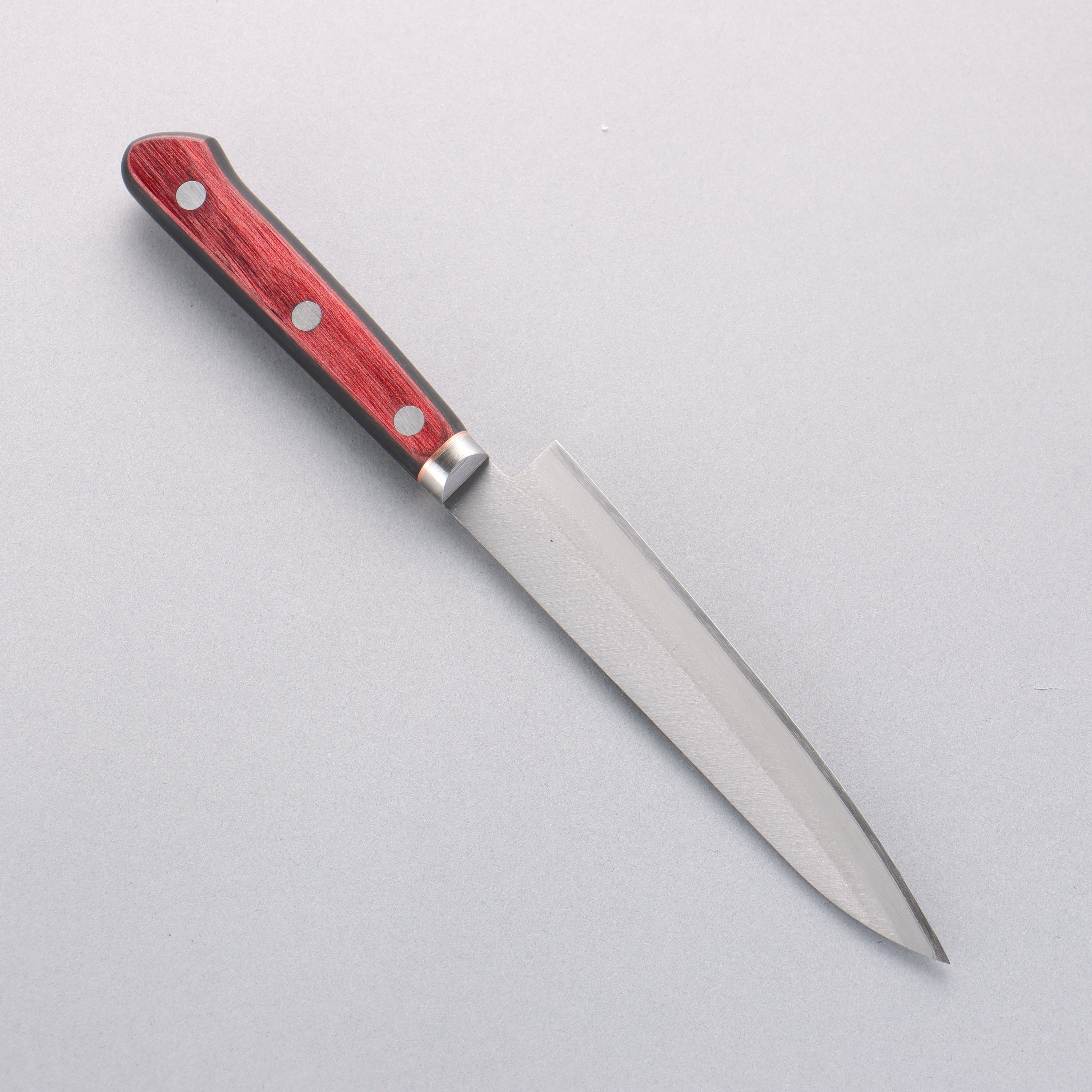 Seisuke Blue Super Migaki Finished Petty-Utility 145mm Red and Black Pakka wood Handle - Japanny - Best Japanese Knife