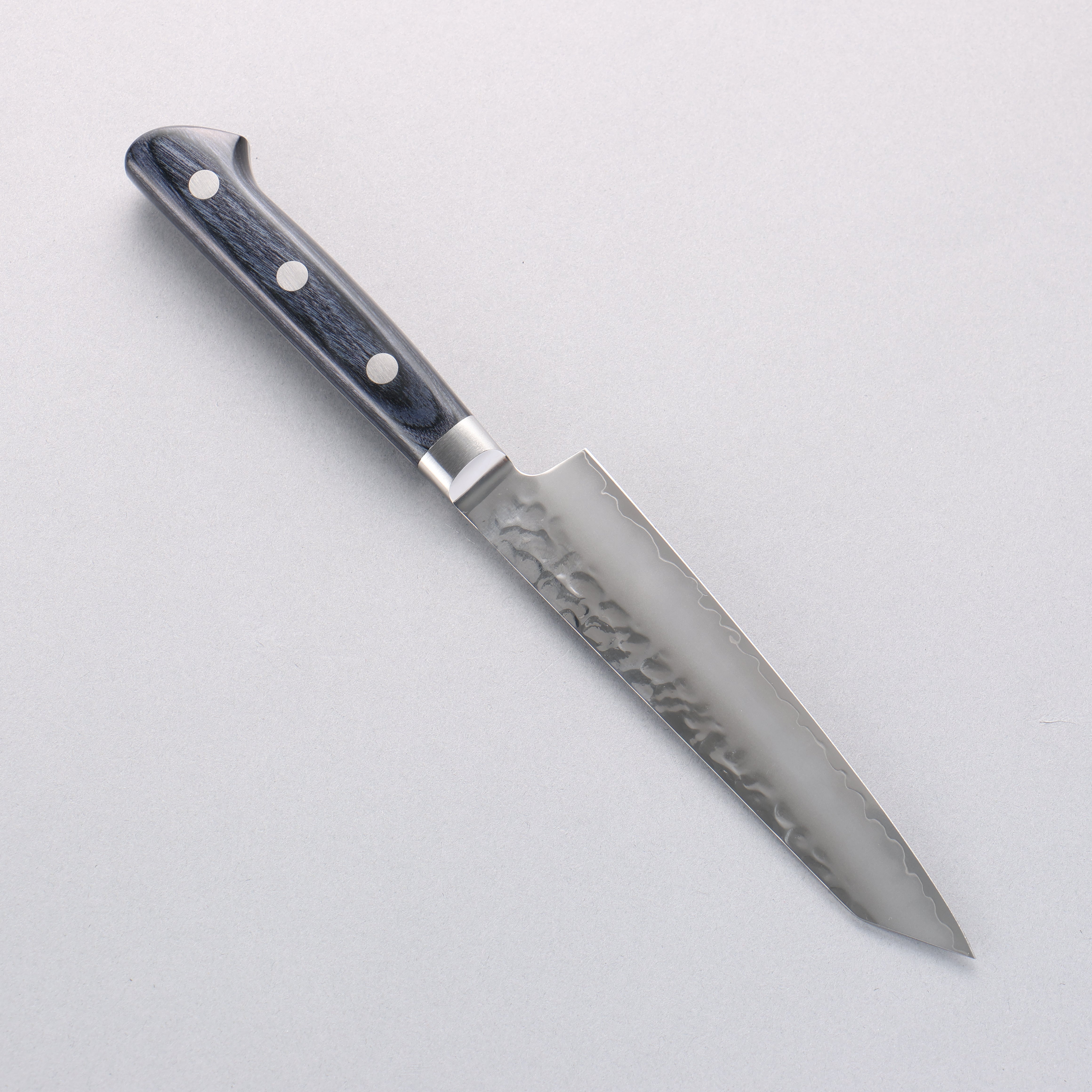 Seisuke Aotsuchi AUS10 Hammered Kiritsuke Petty-Utility 145mm Navy blue Pakka wood Handle with Sheath - Japanny - Best Japanese Knife
