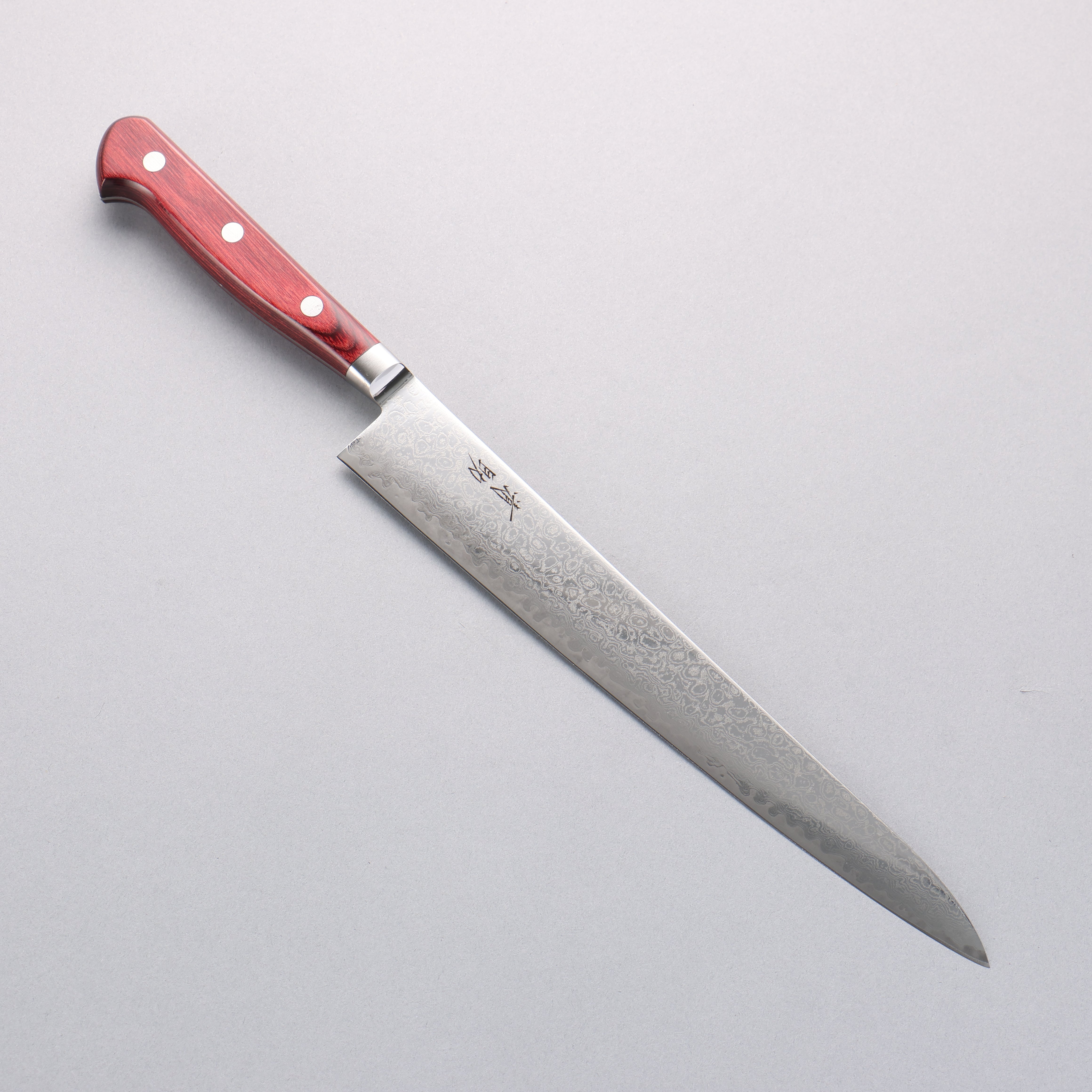 Seisuke AUS10 Damascus Sujihiki 240mm Red Pakka wood Handle - Japanny - Best Japanese Knife