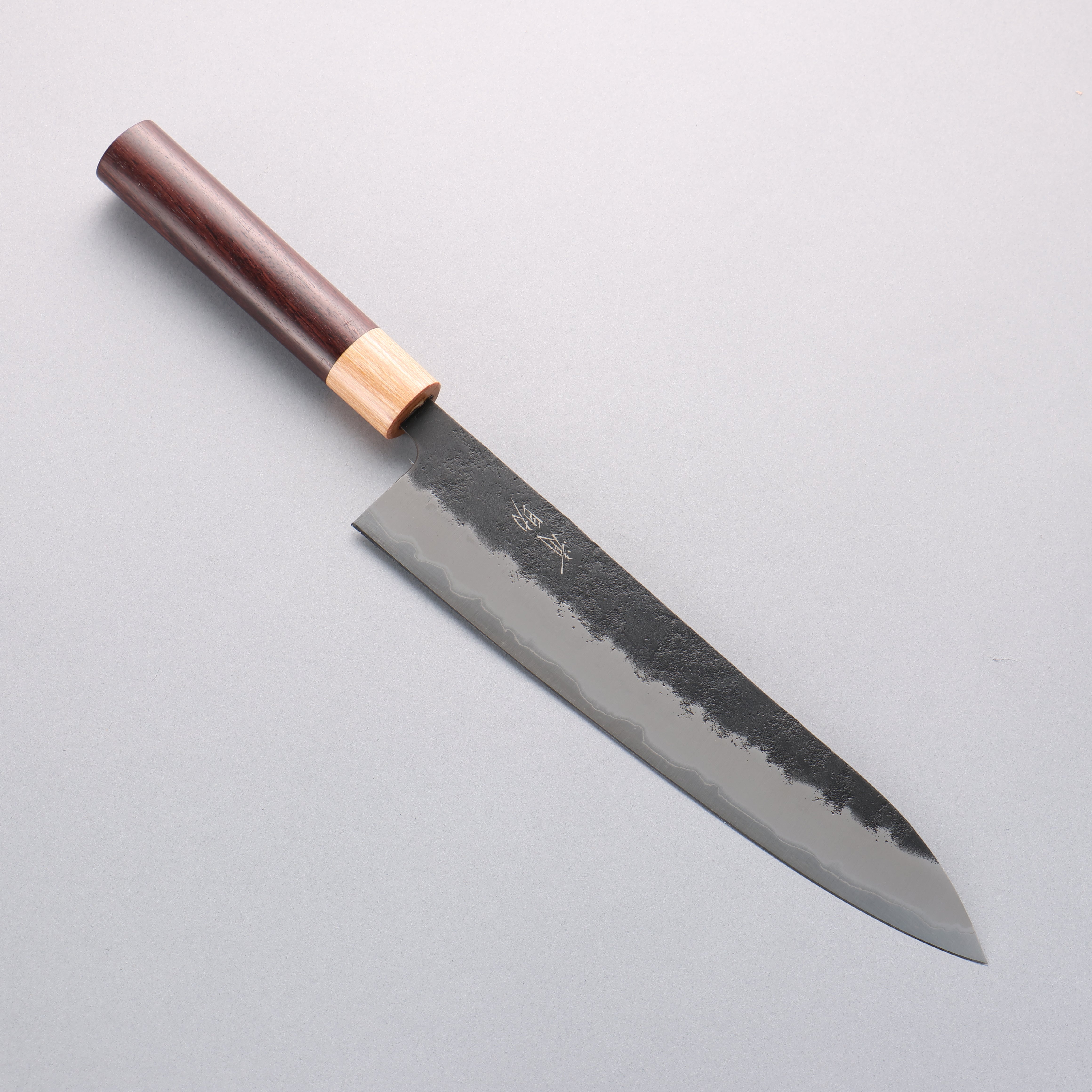 Seisuke Blue Super Black Nashiji Gyuto 240mm Rosewood (Ferrule: White Pakka Wood) Handle - Japanny - Best Japanese Knife