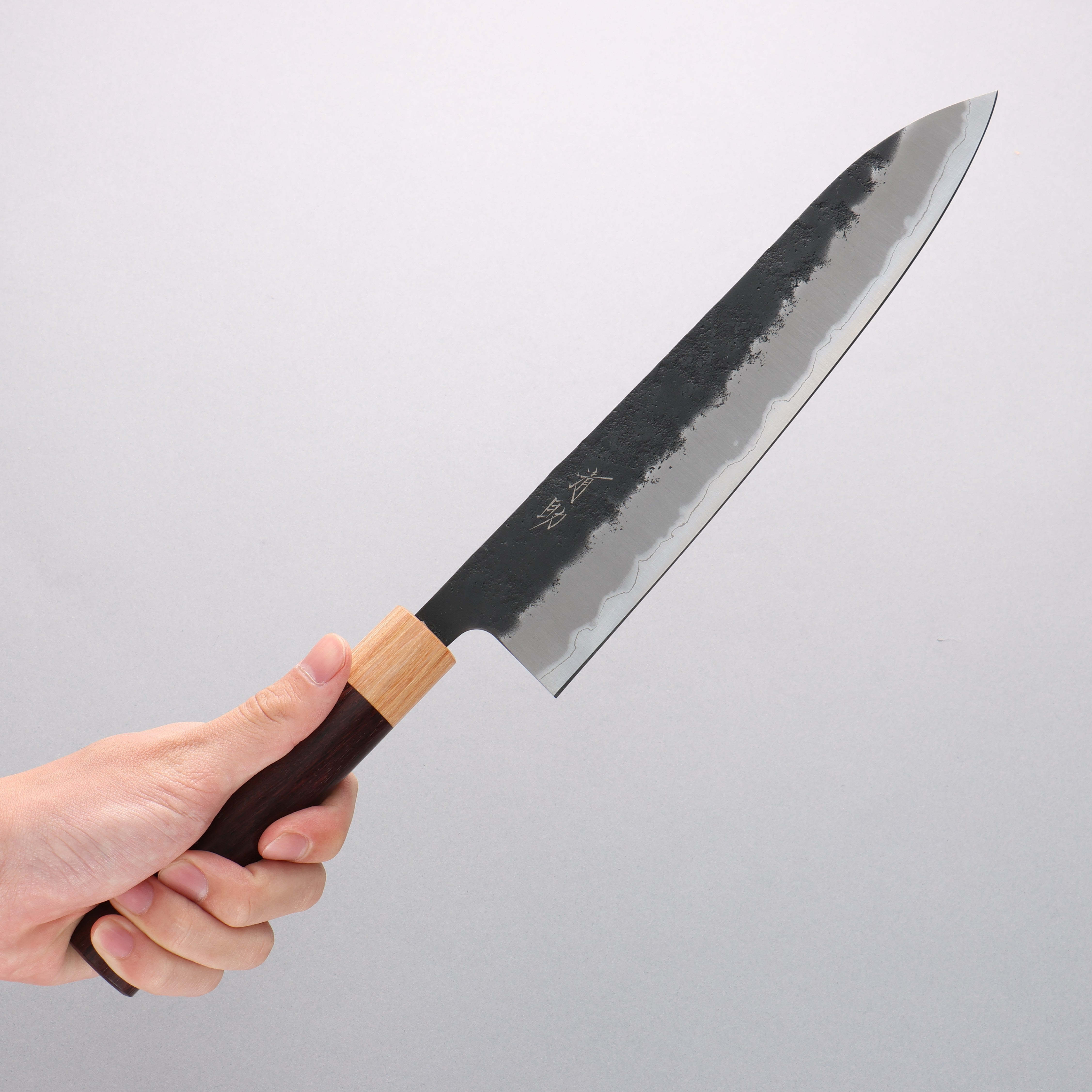 Seisuke Blue Super Black Nashiji Gyuto 240mm Rosewood (Ferrule: White Pakka Wood) Handle - Japanny - Best Japanese Knife